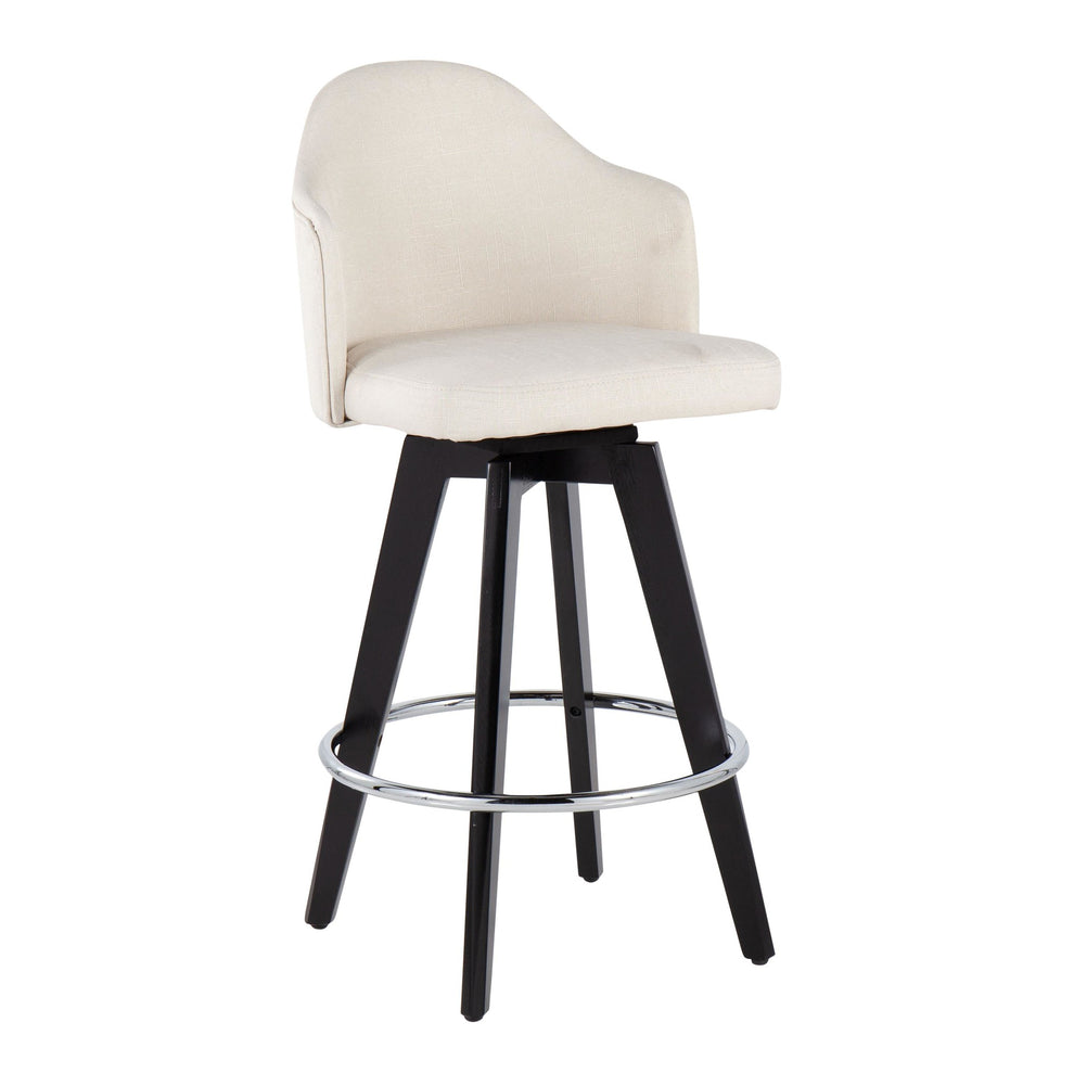 Ahoy Contemporary 26" Fixed-Height Counter Stool with Black Wood Legs and Round Gold Metal Footrest with Light Grey Fabric Seat By LumiSource - Set of 2 | Counter Stools | Modishstore - 20