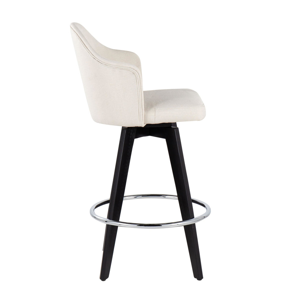 Ahoy Contemporary 26" Fixed-Height Counter Stool with Black Wood Legs and Round Gold Metal Footrest with Light Grey Fabric Seat By LumiSource - Set of 2 | Counter Stools | Modishstore - 21