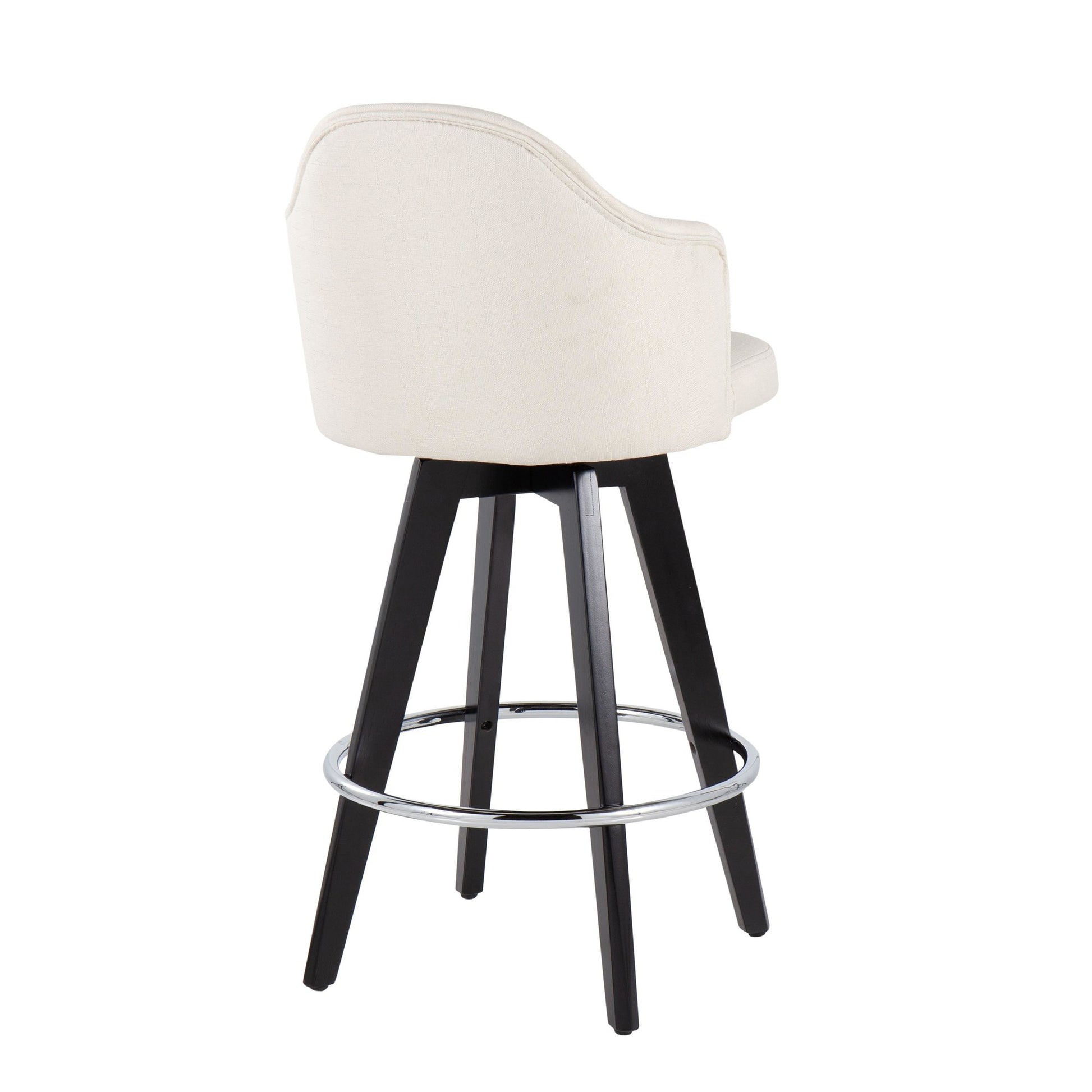 Ahoy Contemporary 26" Fixed-Height Counter Stool with Black Wood Legs and Round Gold Metal Footrest with Light Grey Fabric Seat By LumiSource - Set of 2 | Counter Stools | Modishstore - 22