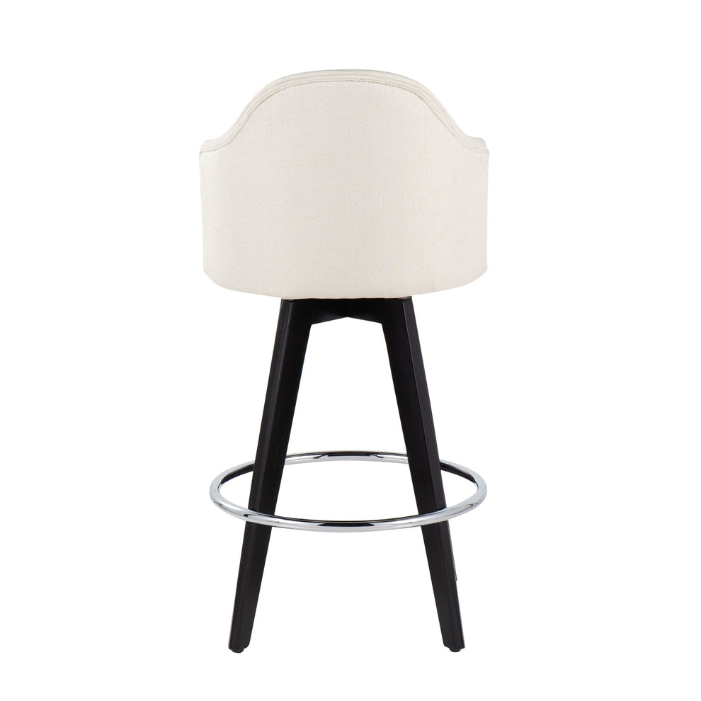 Ahoy Contemporary 26" Fixed-Height Counter Stool with Black Wood Legs and Round Gold Metal Footrest with Light Grey Fabric Seat By LumiSource - Set of 2 | Counter Stools | Modishstore - 23