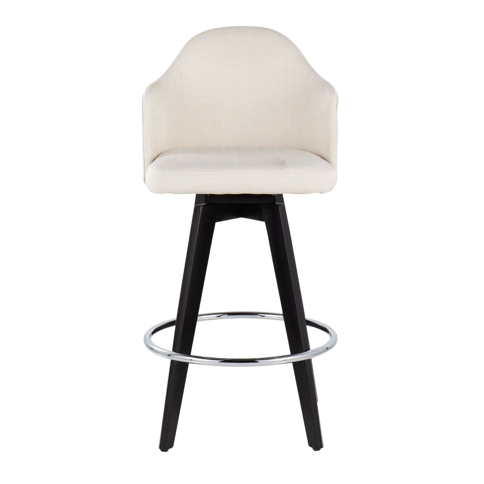 Ahoy Contemporary 26" Fixed-Height Counter Stool with Black Wood Legs and Round Gold Metal Footrest with Light Grey Fabric Seat By LumiSource - Set of 2 | Counter Stools | Modishstore - 18