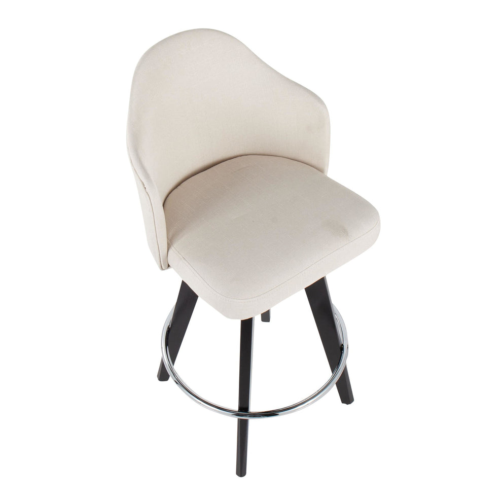 Ahoy Contemporary 26" Fixed-Height Counter Stool with Black Wood Legs and Round Gold Metal Footrest with Light Grey Fabric Seat By LumiSource - Set of 2 | Counter Stools | Modishstore - 19