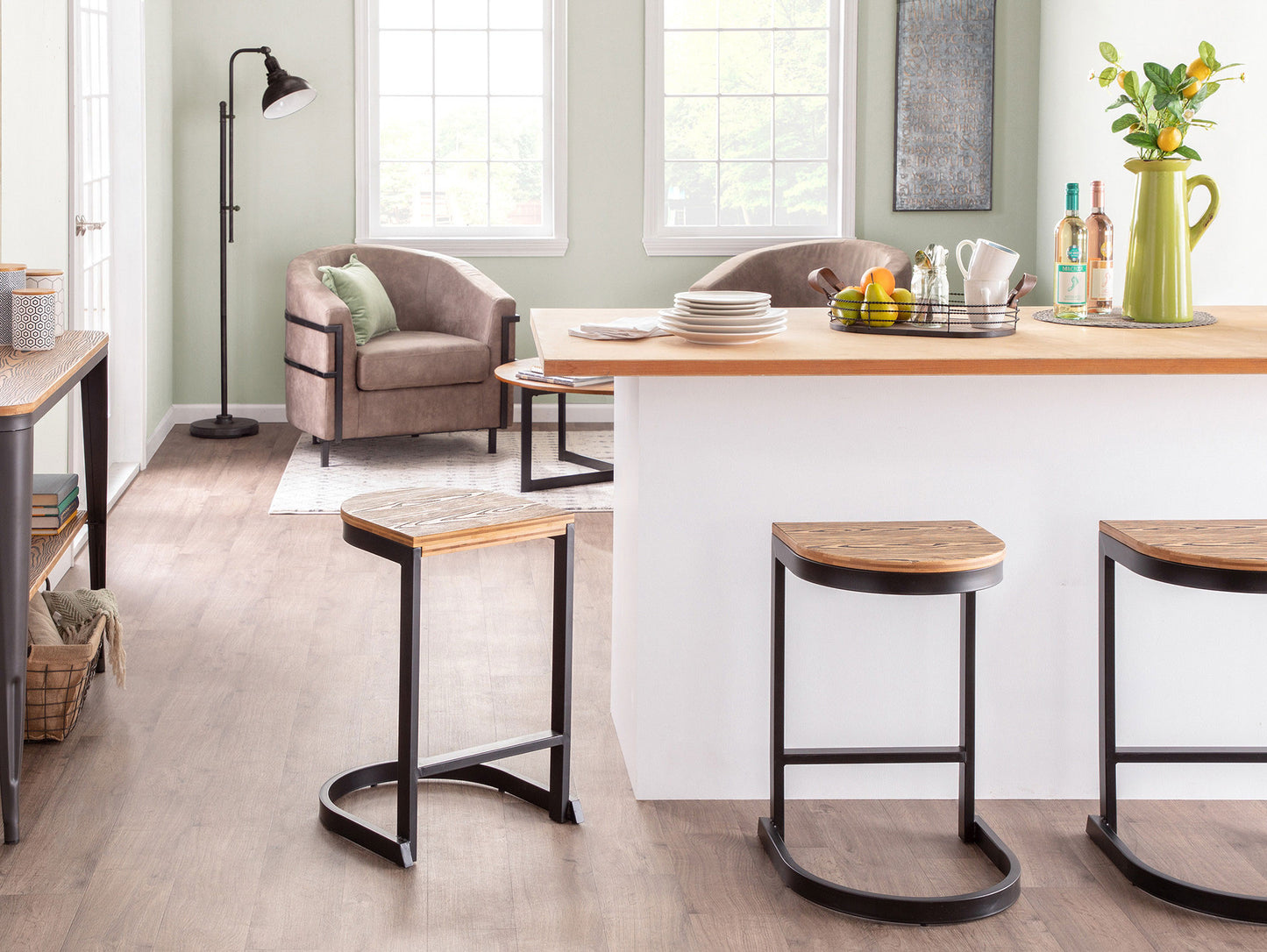 LumiSource Industrial Demi Counter Stool - Set of 2-33