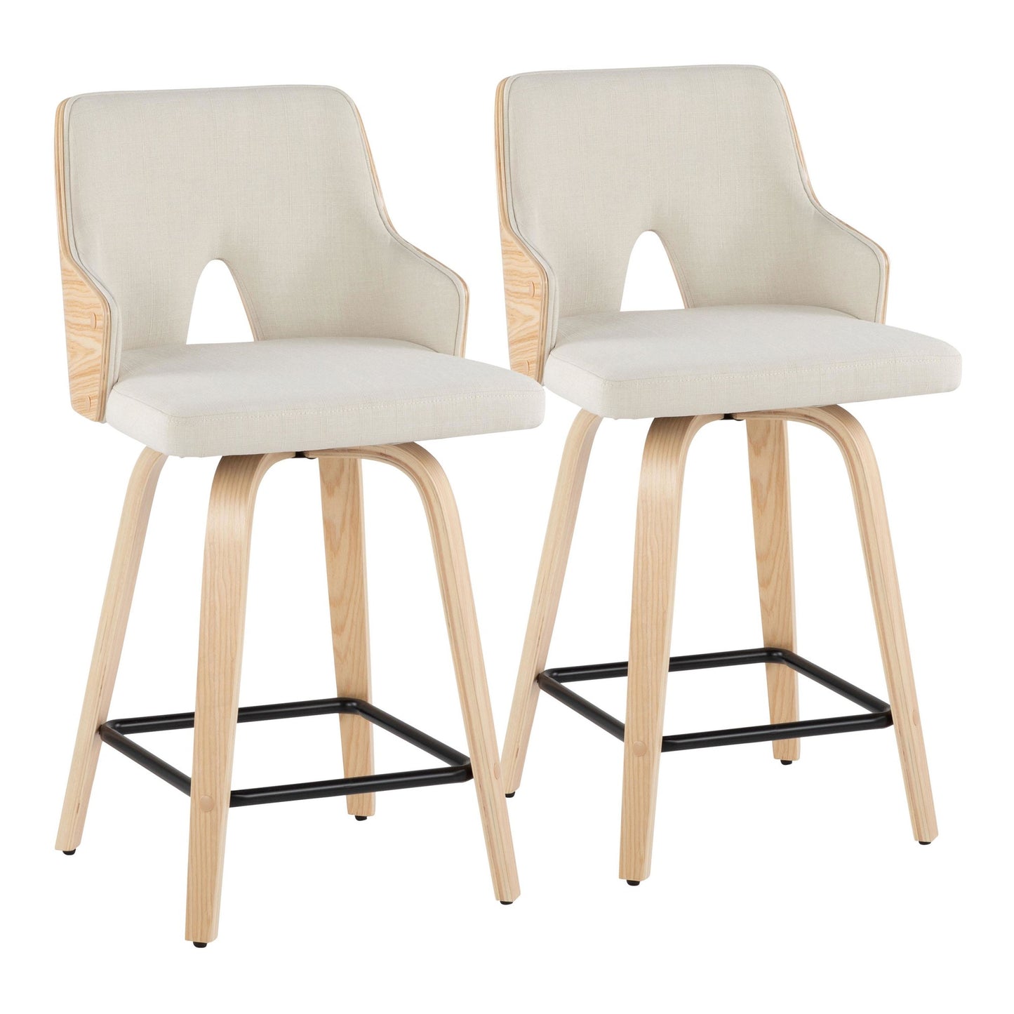 Stella 24" Fixed-Height Counter Stool - Set of 2 Cream By LumiSource | Counter Stools | Modishstore - 3