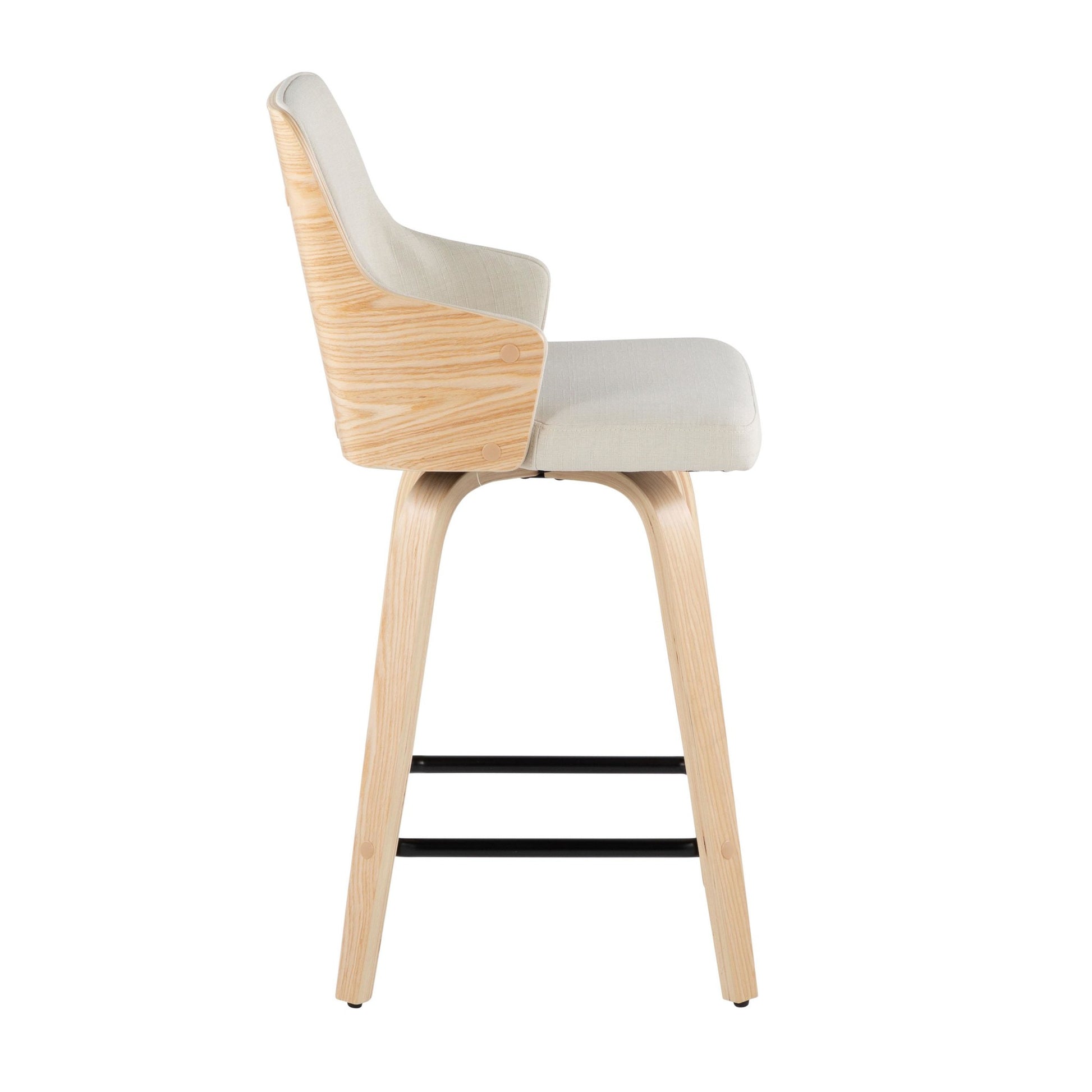 Stella 24" Fixed-Height Counter Stool - Set of 2 Cream By LumiSource | Counter Stools | Modishstore - 5