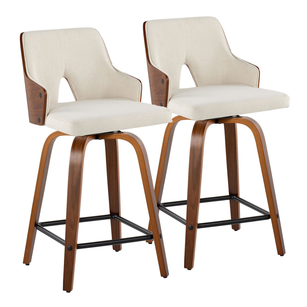 Stella 24" Fixed-Height Counter Stool - Set of 2 Cream By LumiSource | Counter Stools | Modishstore - 38