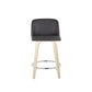 Toriano 24" Contemporary Fixed Height Counter Stool with Swivel in Natural Wood and Cream Faux Leather with Round Chrome Metal Footrest By LumiSource - Set of 2 | Counter Stools | Modishstore - 9