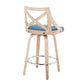 Charlotte 26" Farmhouse Fixed-Height Counter Stool with Swivel in White Washed Wood, Blue Fabric and Round Chrome Metal Footrest By LumiSource - Set of 2 | Counter Stools | Modishstore - 9