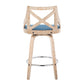 Charlotte 26" Farmhouse Fixed-Height Counter Stool with Swivel in White Washed Wood, Blue Fabric and Round Chrome Metal Footrest By LumiSource - Set of 2 | Counter Stools | Modishstore - 10