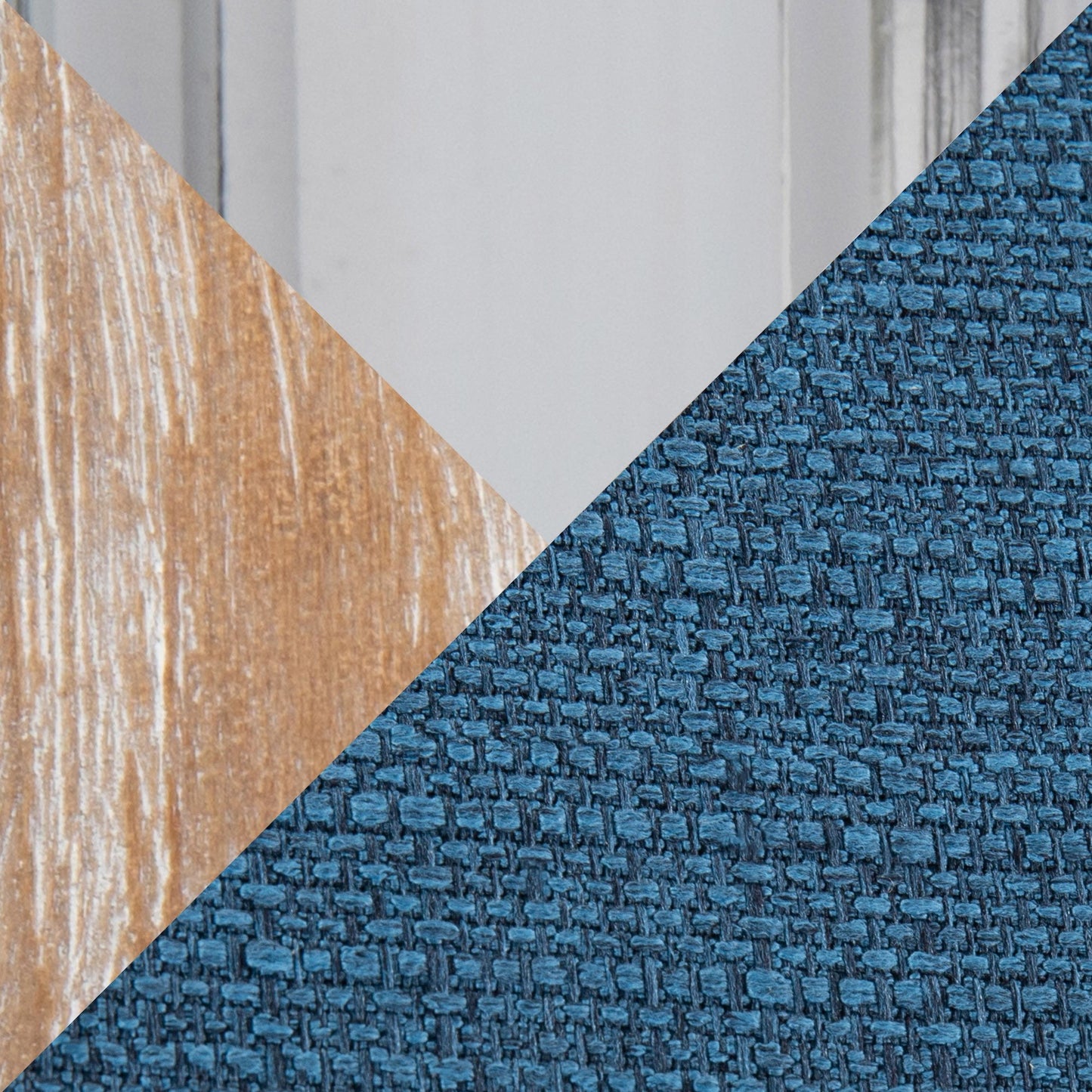 Charlotte 26" Farmhouse Fixed-Height Counter Stool with Swivel in White Washed Wood, Blue Fabric and Round Chrome Metal Footrest By LumiSource - Set of 2 | Counter Stools | Modishstore - 5