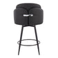 Dahlia 26" Contemporary Fixed-Height Counter Stool in Matte Black Metal, Black Faux Leather and Chrome Metal Accent with Round Black Metal Footrest By LumiSource - Set of 2 | Counter Stools | Modishstore - 7