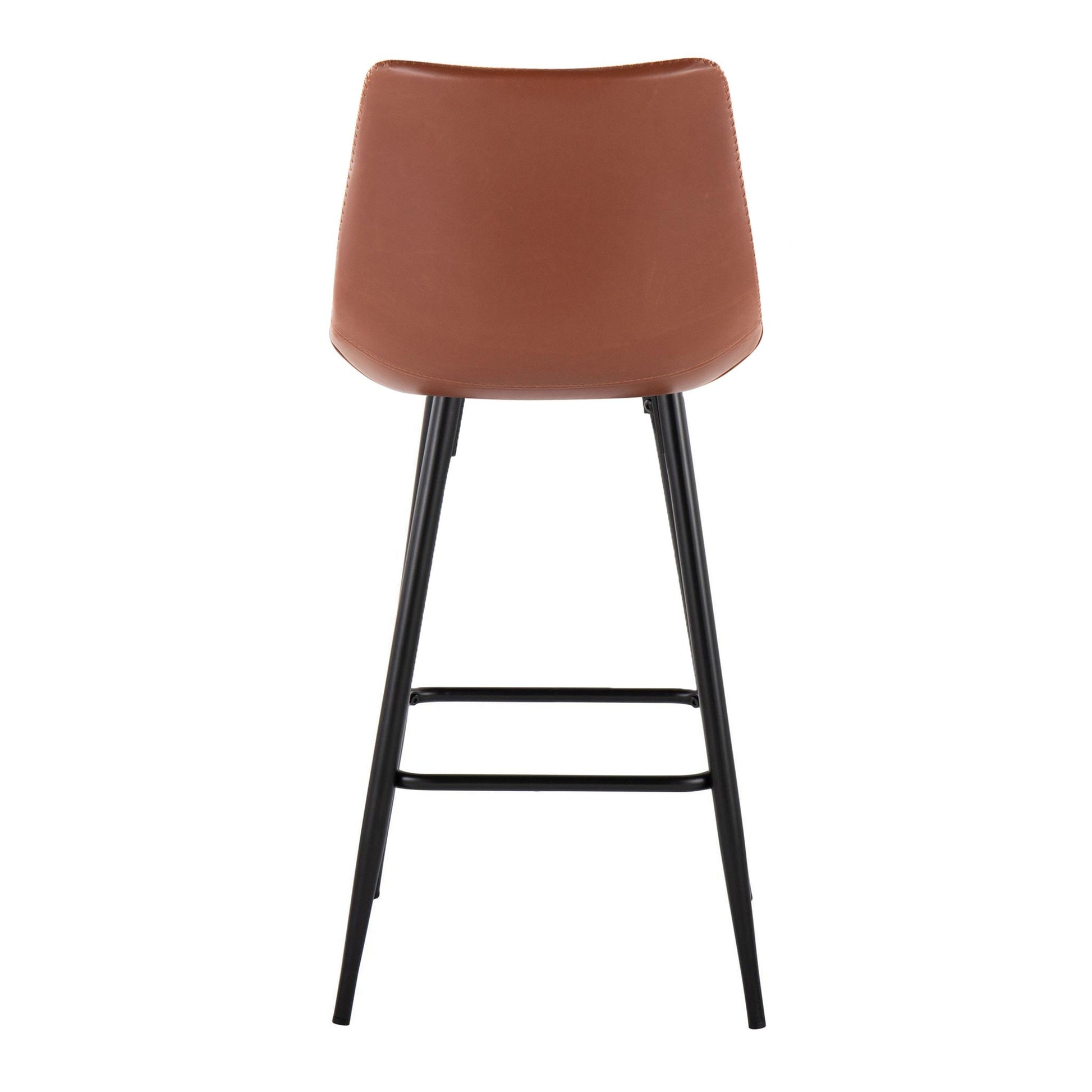 Durango 26" Industrial/Urban Fixed-Height Counter Stool in Black Metal and Cognac Faux Leather By LumiSource - Set of 2 | Counter Stools | Modishstore - 7