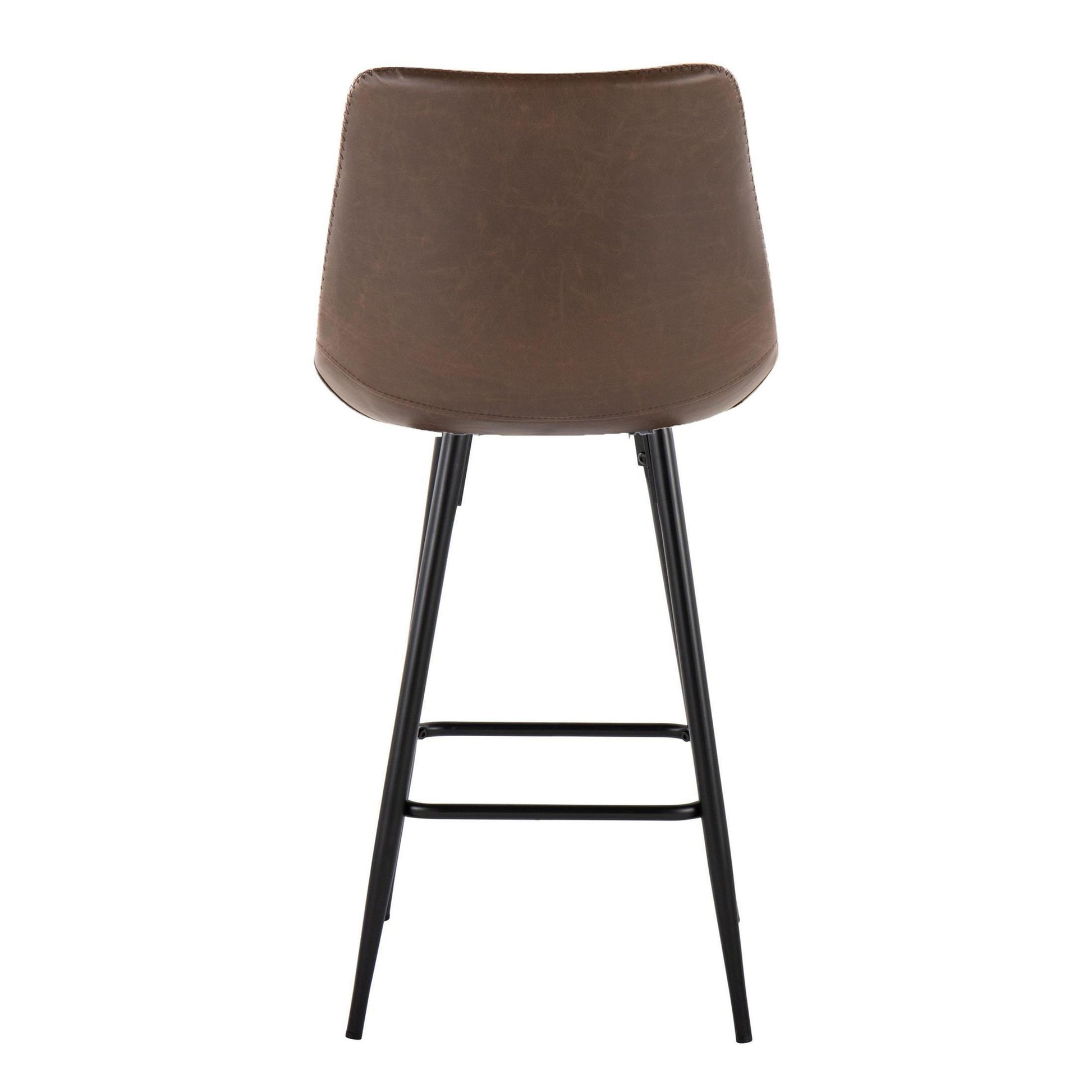 Durango 26" Industrial/Urban Fixed-Height Counter Stool in Black Metal and Cognac Faux Leather By LumiSource - Set of 2 | Counter Stools | Modishstore - 14
