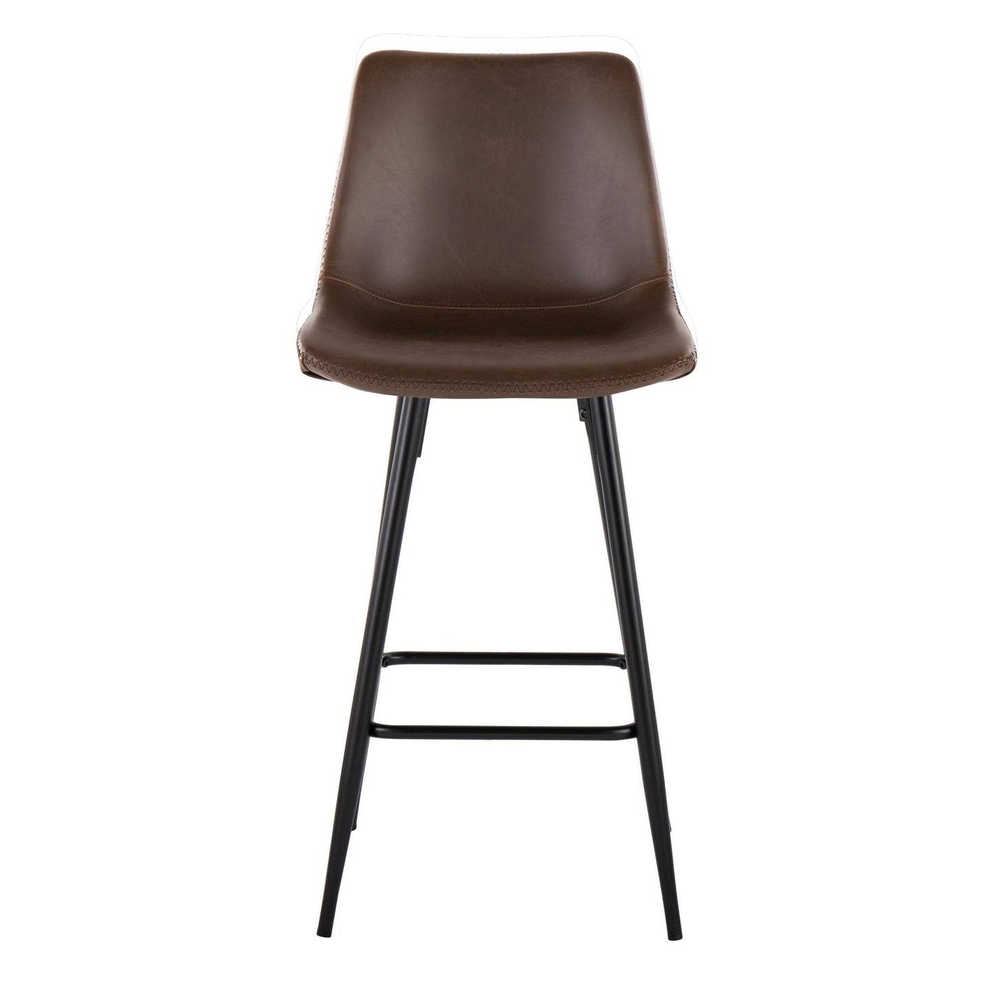 Durango 26" Industrial/Urban Fixed-Height Counter Stool in Black Metal and Cognac Faux Leather By LumiSource - Set of 2 | Counter Stools | Modishstore - 9