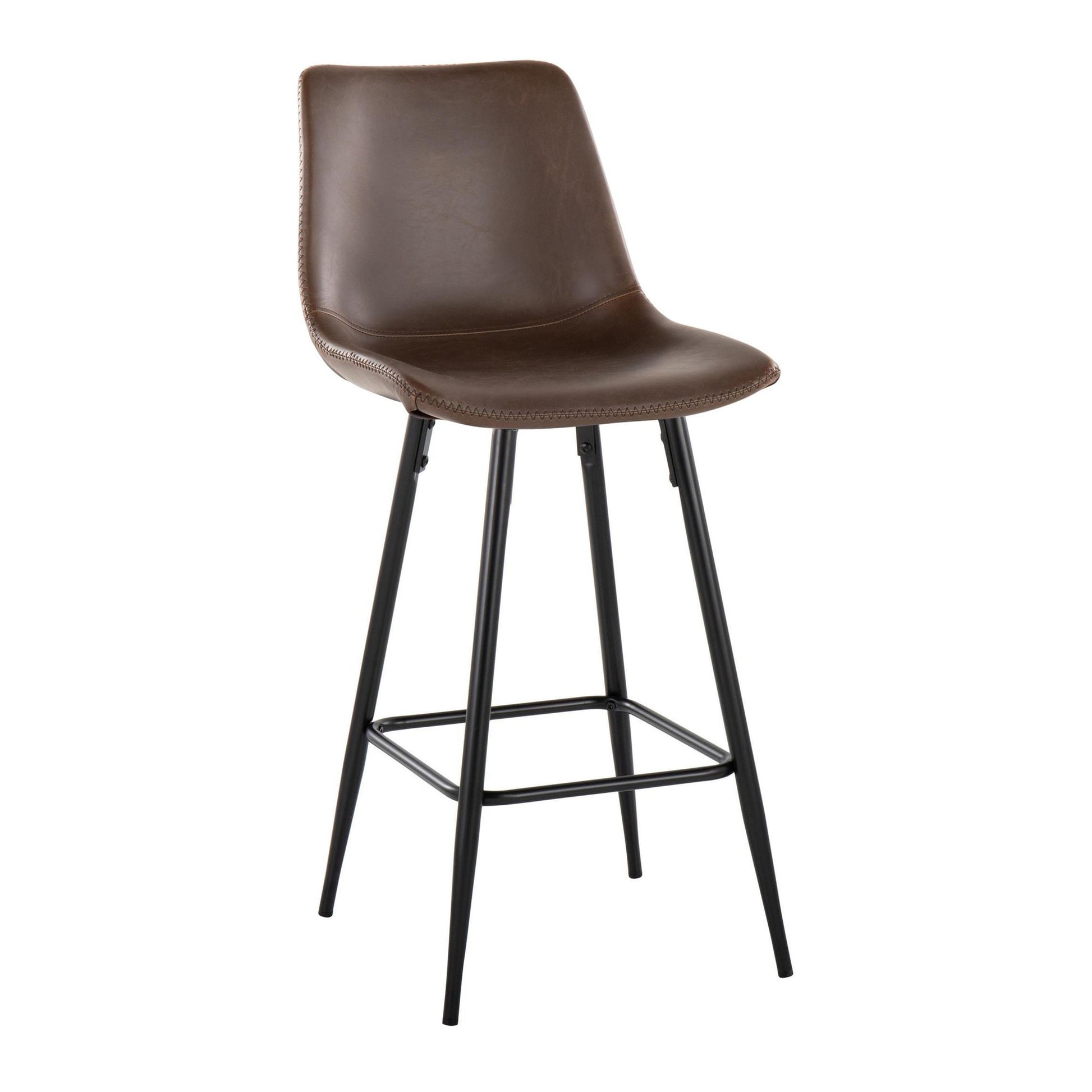 Durango 26" Industrial/Urban Fixed-Height Counter Stool in Black Metal and Cognac Faux Leather By LumiSource - Set of 2 | Counter Stools | Modishstore - 11