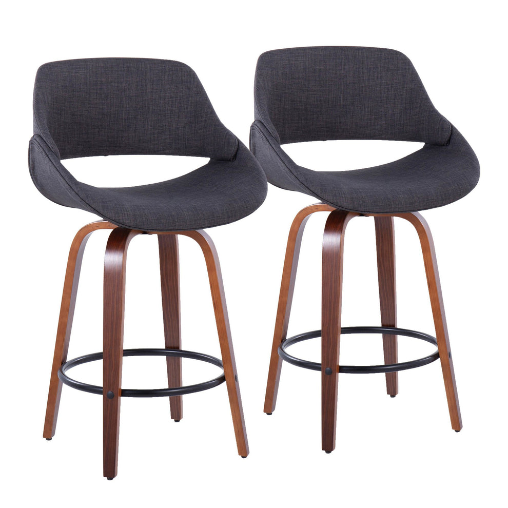 Fabrico 26" Fixed-Height Counter Stool - Set of 2 Gray Black By LumiSource | Counter Stools | Modishstore - 2