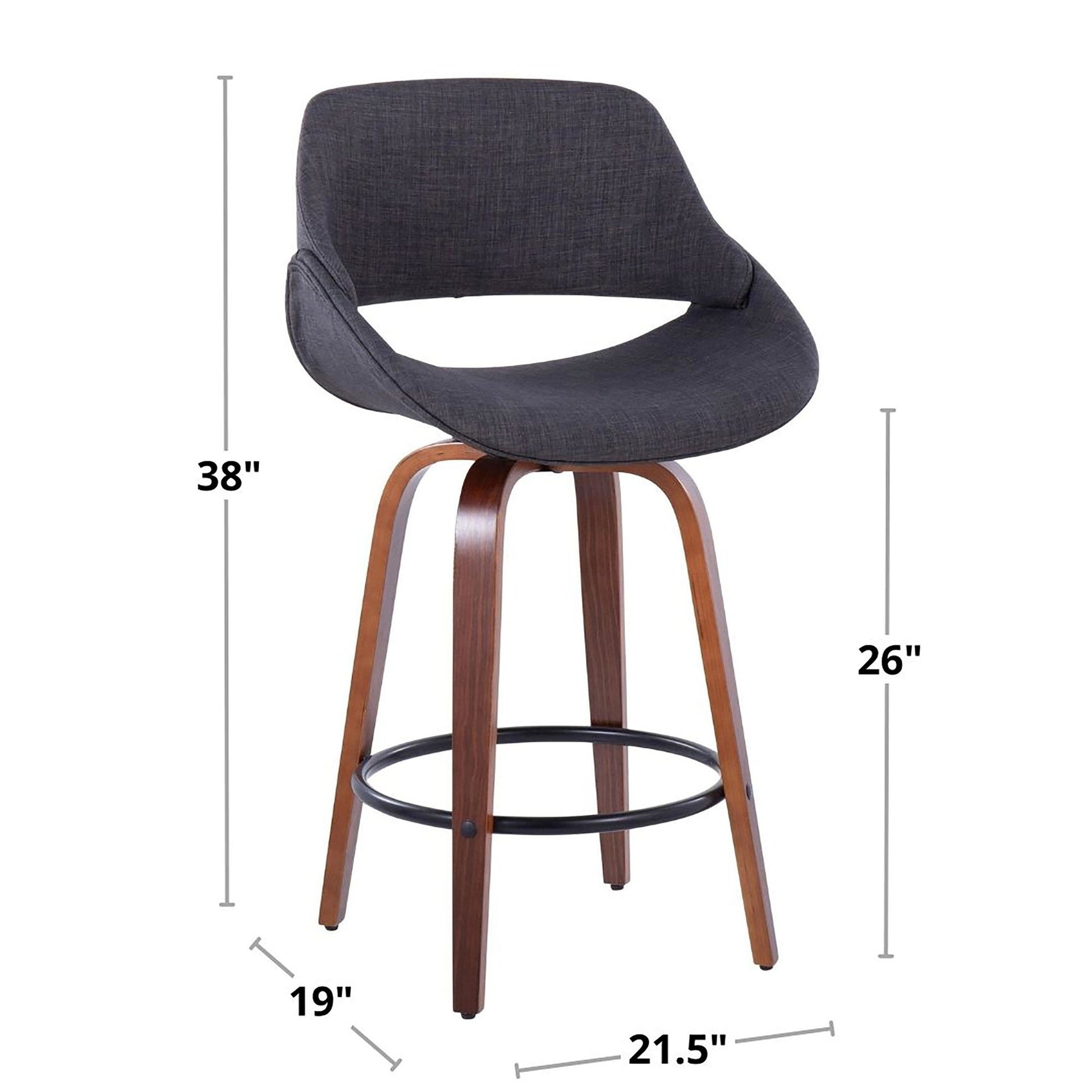 Fabrico 26" Fixed-Height Counter Stool - Set of 2 Gray Black By LumiSource | Counter Stools | Modishstore - 8
