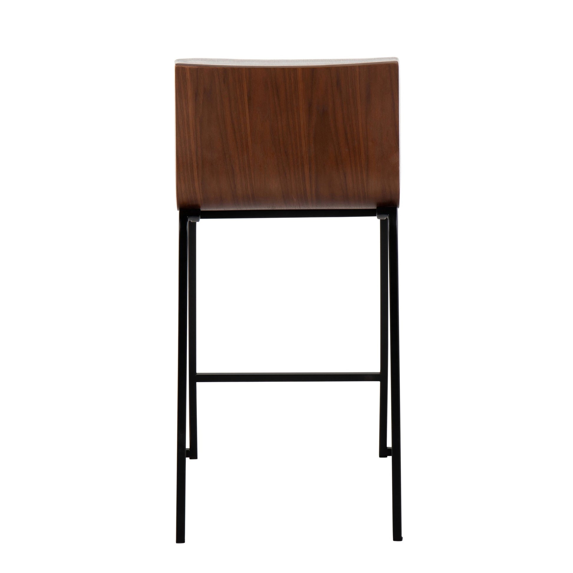 Mason Mara 26" Contemporary Fixed-Height Counter Stool in Black Metal, Walnut Wood and Cream Fabric By LumiSource - Set of 2 | Counter Stools | Modishstore - 8
