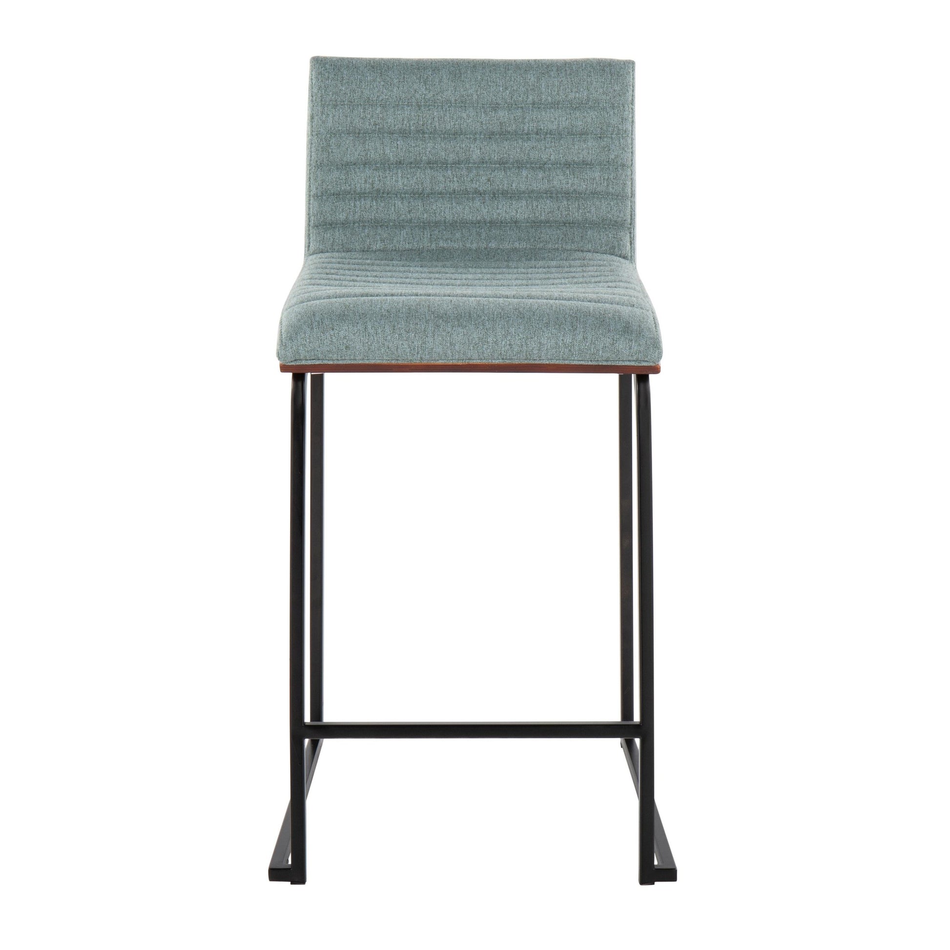 Mason Mara 26" Contemporary Fixed-Height Counter Stool in Black Metal, Walnut Wood and Cream Fabric By LumiSource - Set of 2 | Counter Stools | Modishstore - 10