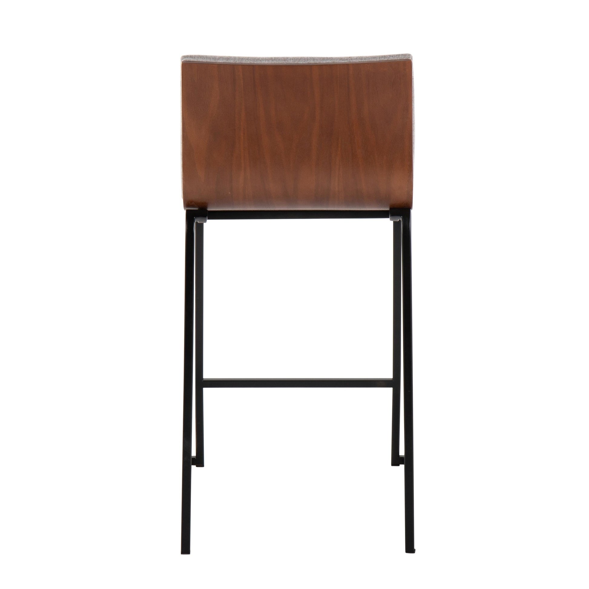 Mason Mara 26" Contemporary Fixed-Height Counter Stool in Black Metal, Walnut Wood and Cream Fabric By LumiSource - Set of 2 | Counter Stools | Modishstore - 24