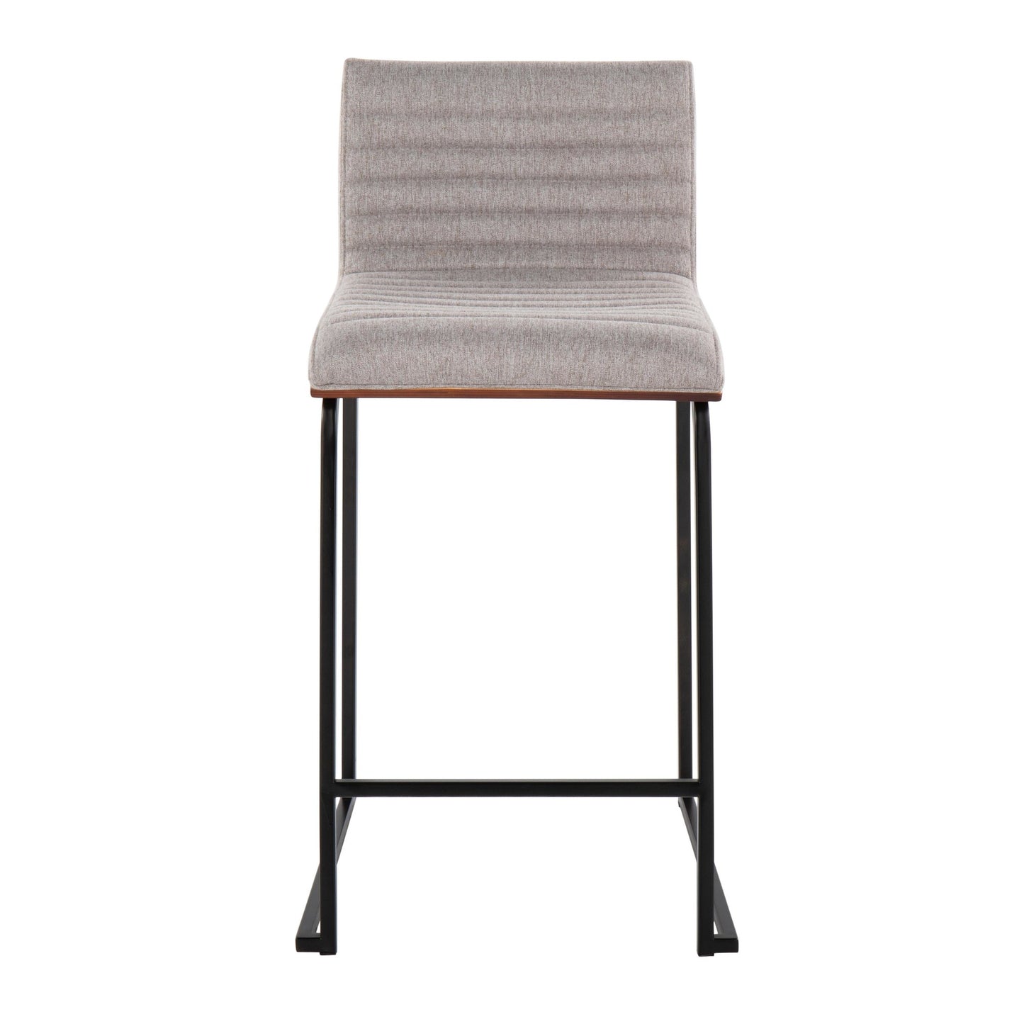 Mason Mara 26" Contemporary Fixed-Height Counter Stool in Black Metal, Walnut Wood and Cream Fabric By LumiSource - Set of 2 | Counter Stools | Modishstore - 18