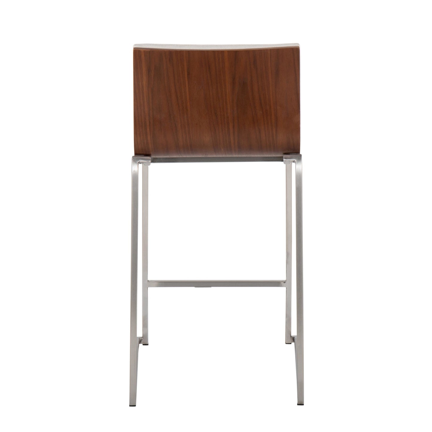 Mason Mara 26" Contemporary Fixed-Height Counter Stool in Stainless Steel, Walnut Wood and Cream Fabric By LumiSource - Set of 2 | Counter Stools | Modishstore - 8