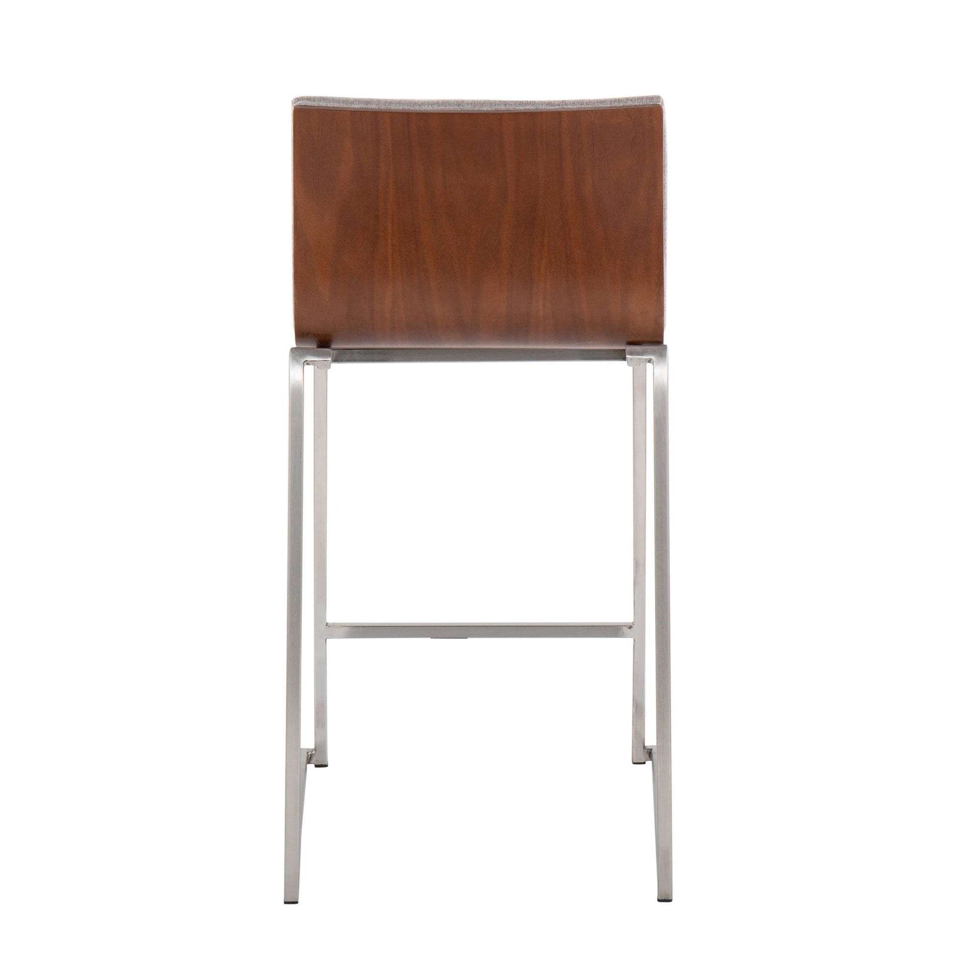 Mason Mara 26" Contemporary Fixed-Height Counter Stool in Stainless Steel, Walnut Wood and Cream Fabric By LumiSource - Set of 2 | Counter Stools | Modishstore - 24