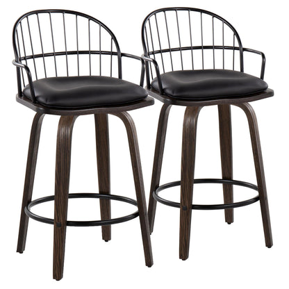 Riley 26" Fixed-Height Counter Stool - Set of 2 Black By LumiSource | Counter Stools | Modishstore