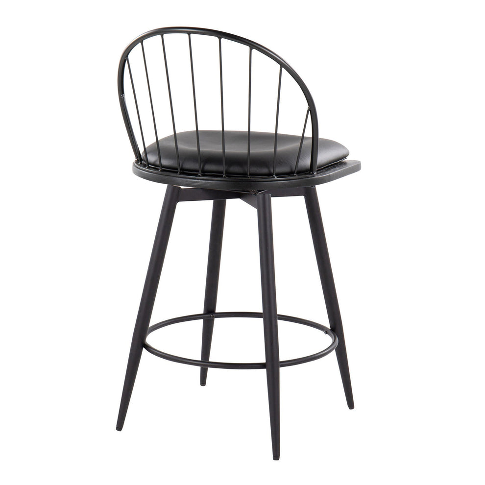 Riley 26" Fixed-Height Counter Stool - Set of 2 Black By LumiSource | Counter Stools | Modishstore - 6