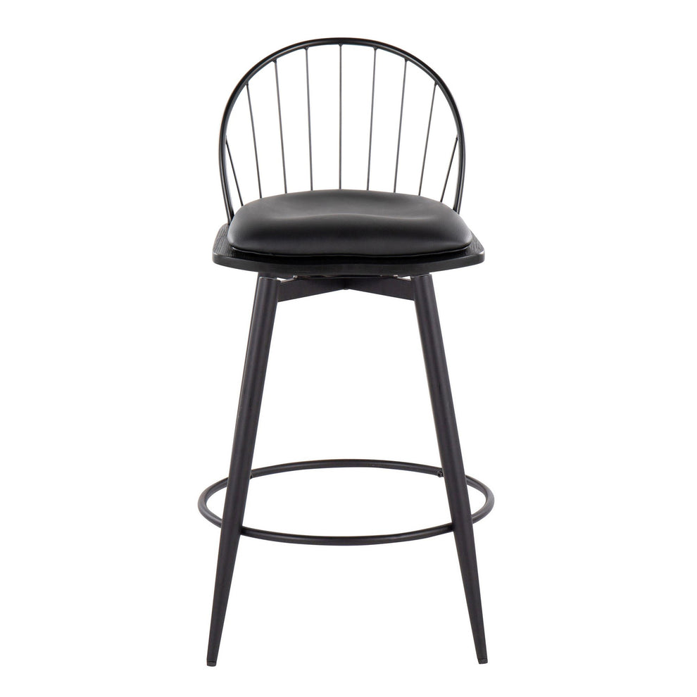Riley 26" Fixed-Height Counter Stool - Set of 2 Black By LumiSource | Counter Stools | Modishstore - 8