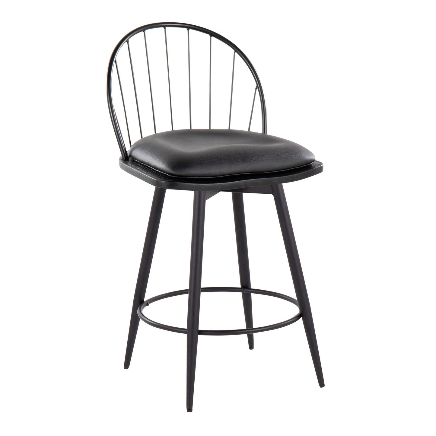 Riley 26" Fixed-Height Counter Stool - Set of 2 Black By LumiSource | Counter Stools | Modishstore - 4