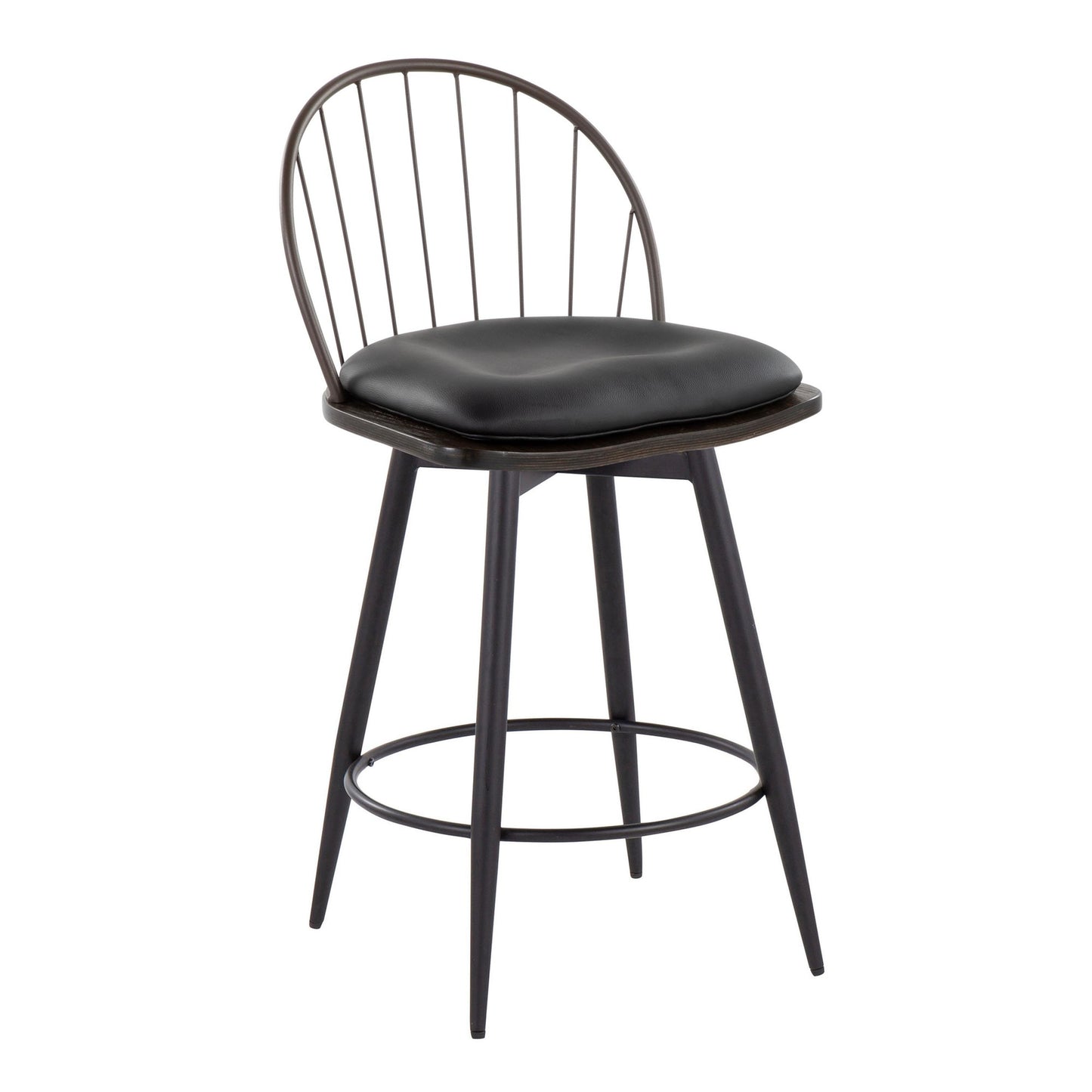 Riley 26" Fixed-Height Counter Stool - Set of 2 Black By LumiSource | Counter Stools | Modishstore - 12