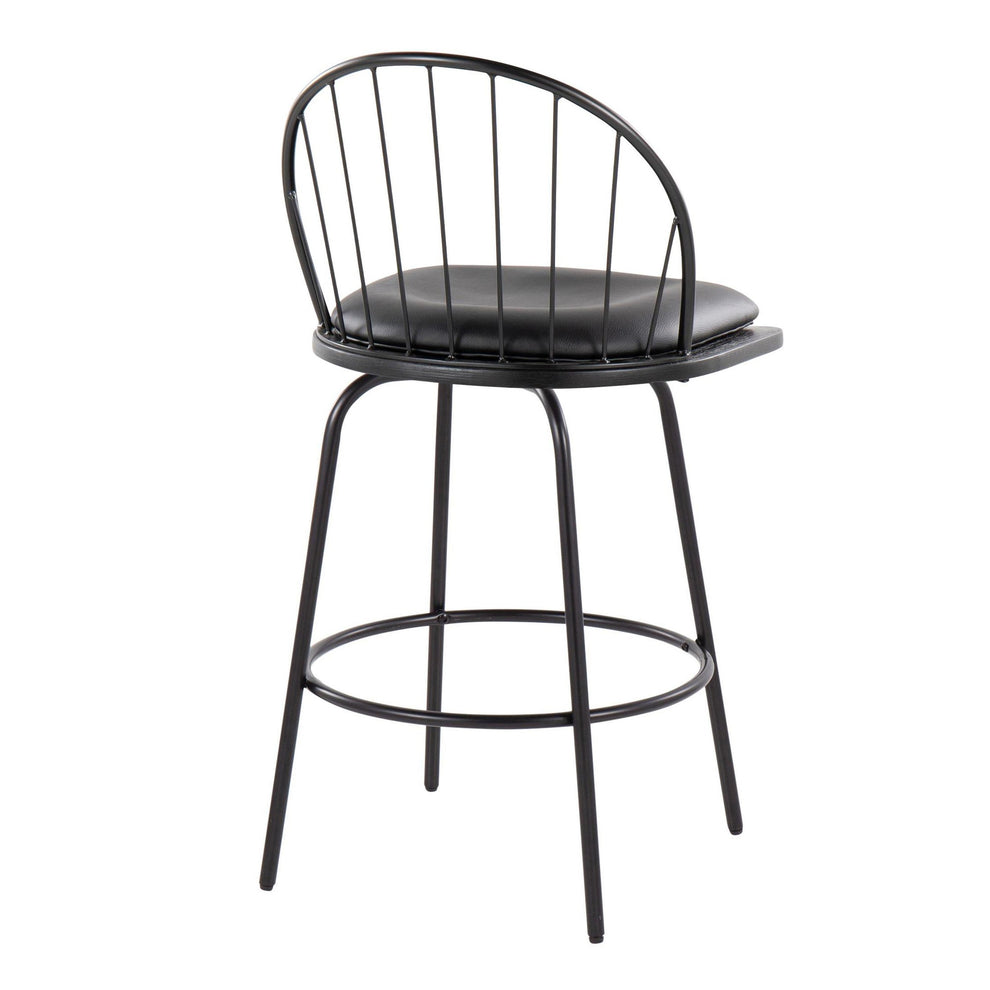 Riley Claire 26" Fixed-Height Counter Stool - Set of 2 Black By LumiSource | Counter Stools | Modishstore - 6
