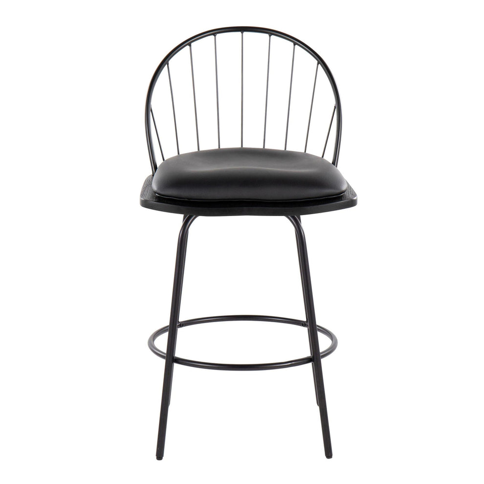 Riley Claire 26" Fixed-Height Counter Stool - Set of 2 Black By LumiSource | Counter Stools | Modishstore - 8