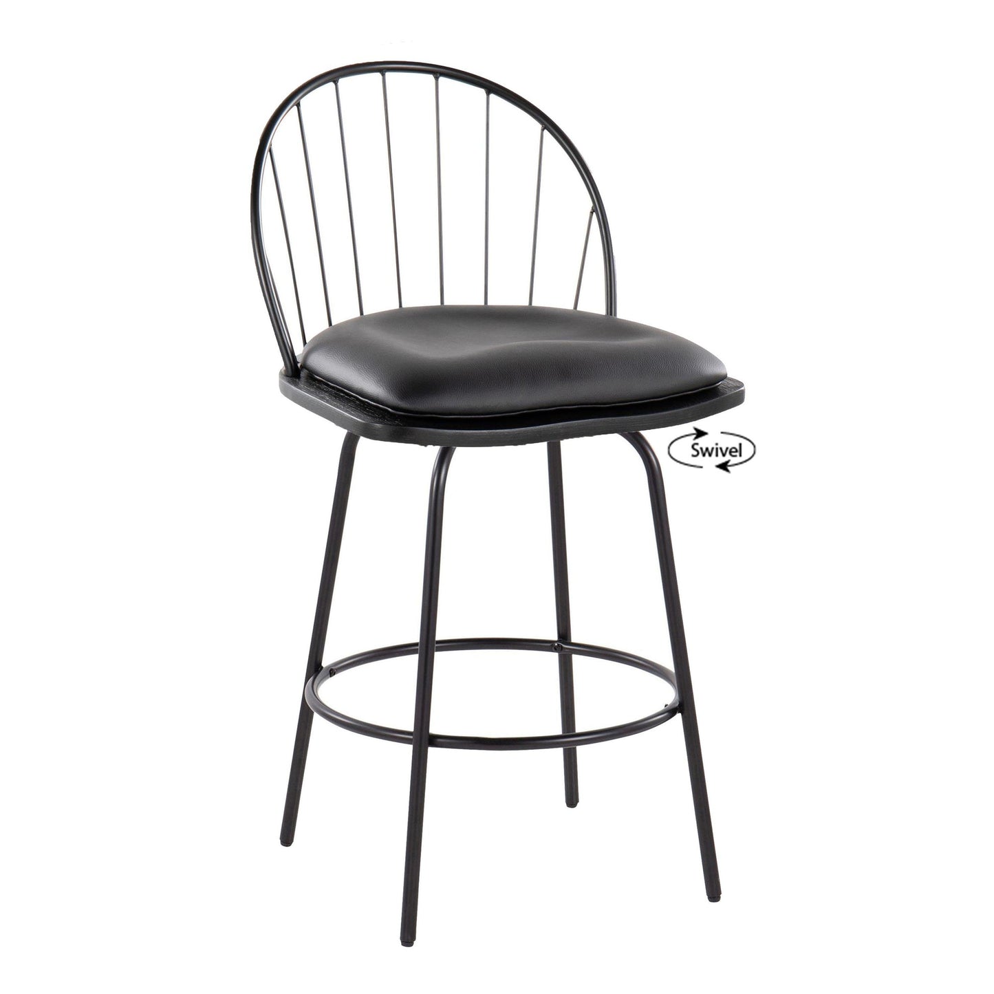 Riley Claire 26" Fixed-Height Counter Stool - Set of 2 Black By LumiSource | Counter Stools | Modishstore - 4