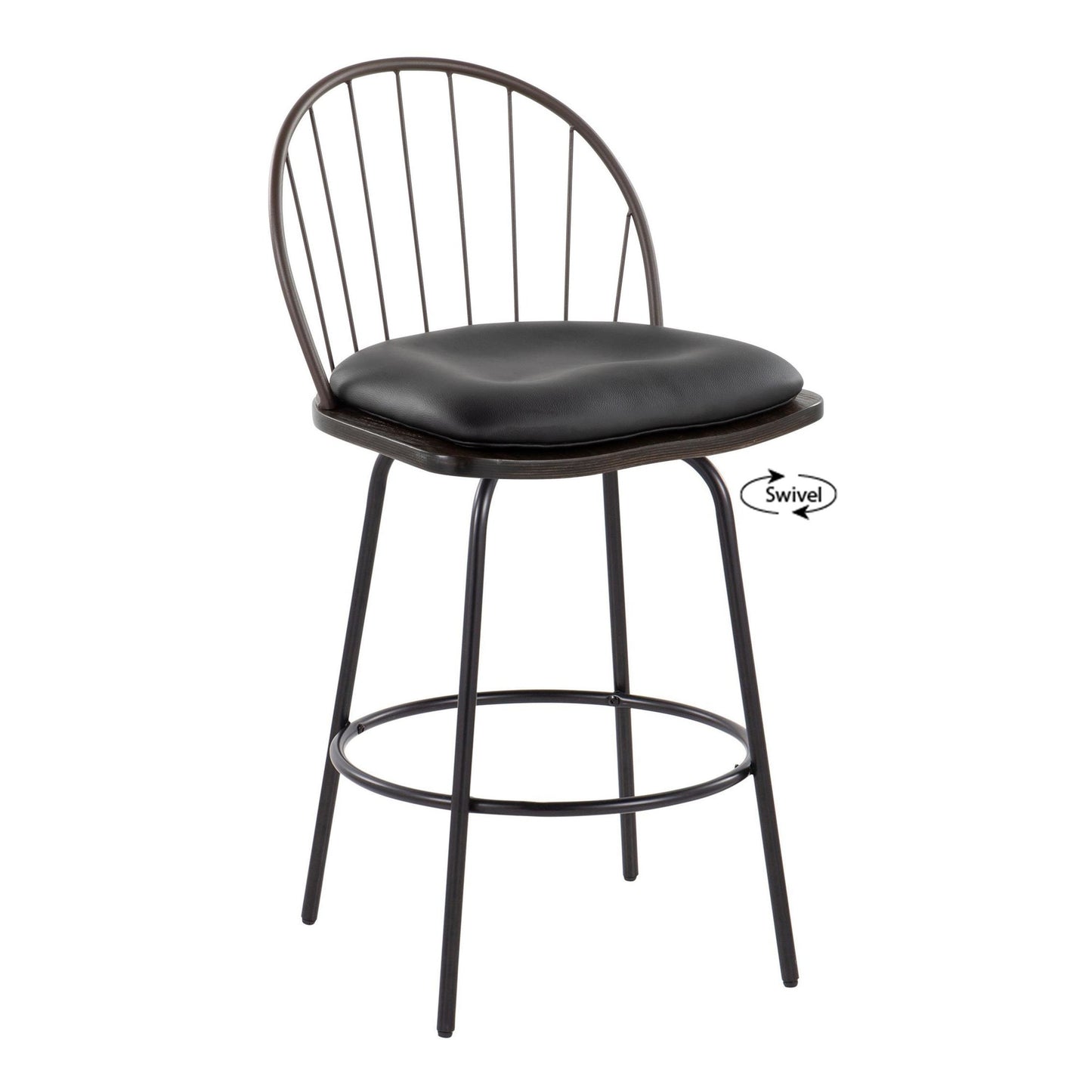 Riley Claire 26" Fixed-Height Counter Stool - Set of 2 Black By LumiSource | Counter Stools | Modishstore - 13