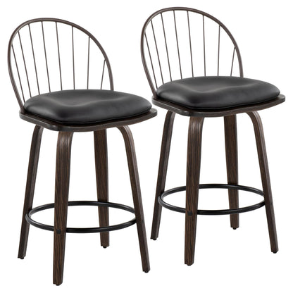 Riley 26" Fixed-Height Counter Stool - Set of 2 Black By LumiSource | Counter Stools | Modishstore - 7