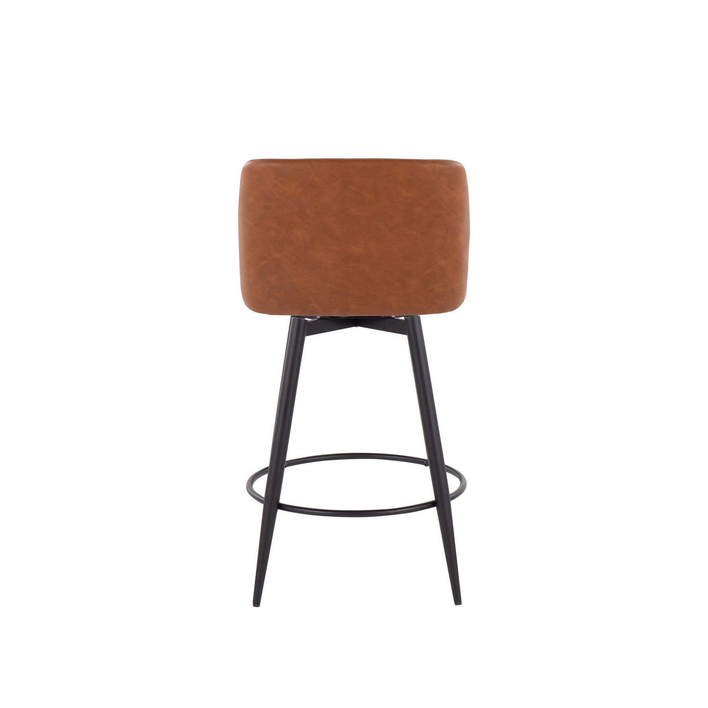 Toriano 26" Contemporary Fixed Height Counter Stool with Swivel in Camel Faux Leather and Black Metal with Round Footrest By LumiSource - Set of 2 | Counter Stools | Modishstore - 6