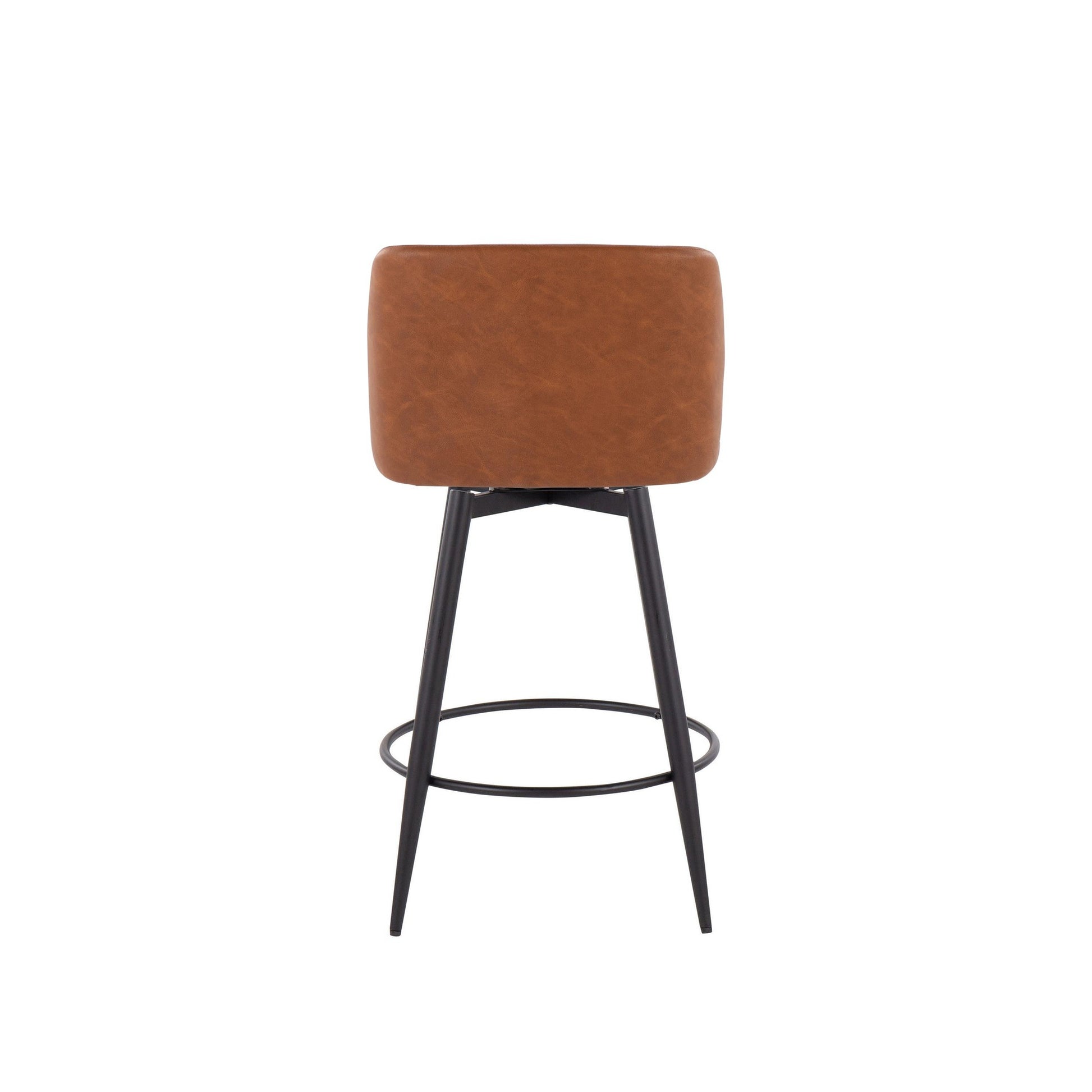 Toriano 26" Contemporary Fixed Height Counter Stool with Swivel in Camel Faux Leather and Black Metal with Round Footrest By LumiSource - Set of 2 | Counter Stools | Modishstore - 6