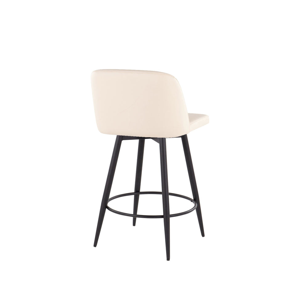 Toriano 26" Contemporary Fixed Height Counter Stool with Swivel in Camel Faux Leather and Black Metal with Round Footrest By LumiSource - Set of 2 | Counter Stools | Modishstore - 11