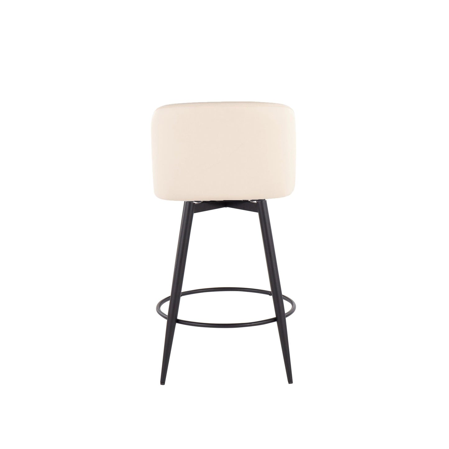 Toriano 26" Contemporary Fixed Height Counter Stool with Swivel in Camel Faux Leather and Black Metal with Round Footrest By LumiSource - Set of 2 | Counter Stools | Modishstore - 12