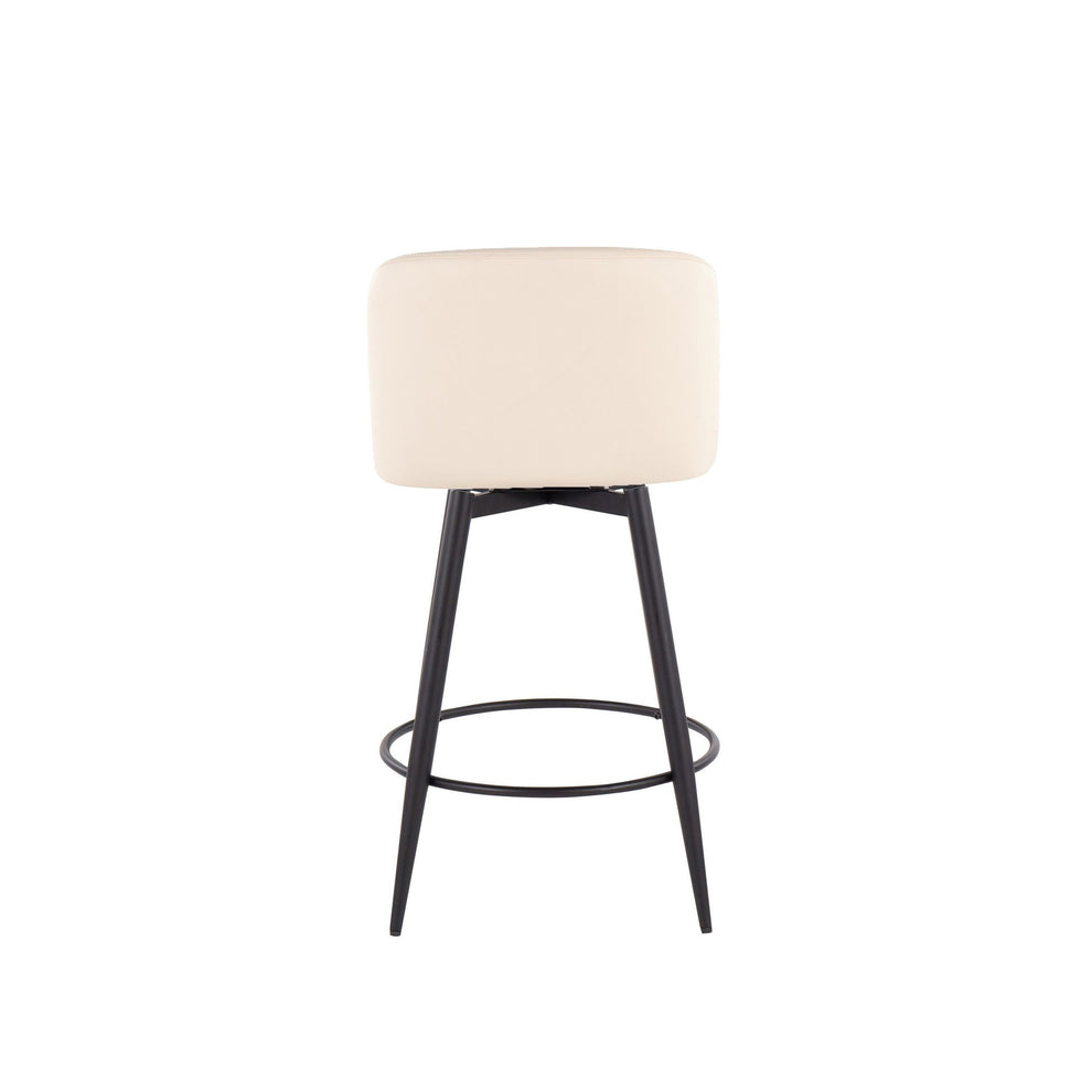Toriano 26" Contemporary Fixed Height Counter Stool with Swivel in Camel Faux Leather and Black Metal with Round Footrest By LumiSource - Set of 2 | Counter Stools | Modishstore - 12