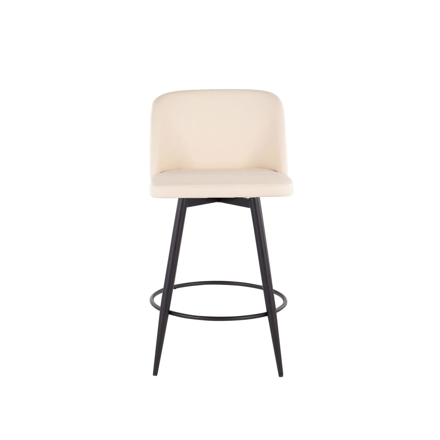 Toriano 26" Contemporary Fixed Height Counter Stool with Swivel in Camel Faux Leather and Black Metal with Round Footrest By LumiSource - Set of 2 | Counter Stools | Modishstore - 8