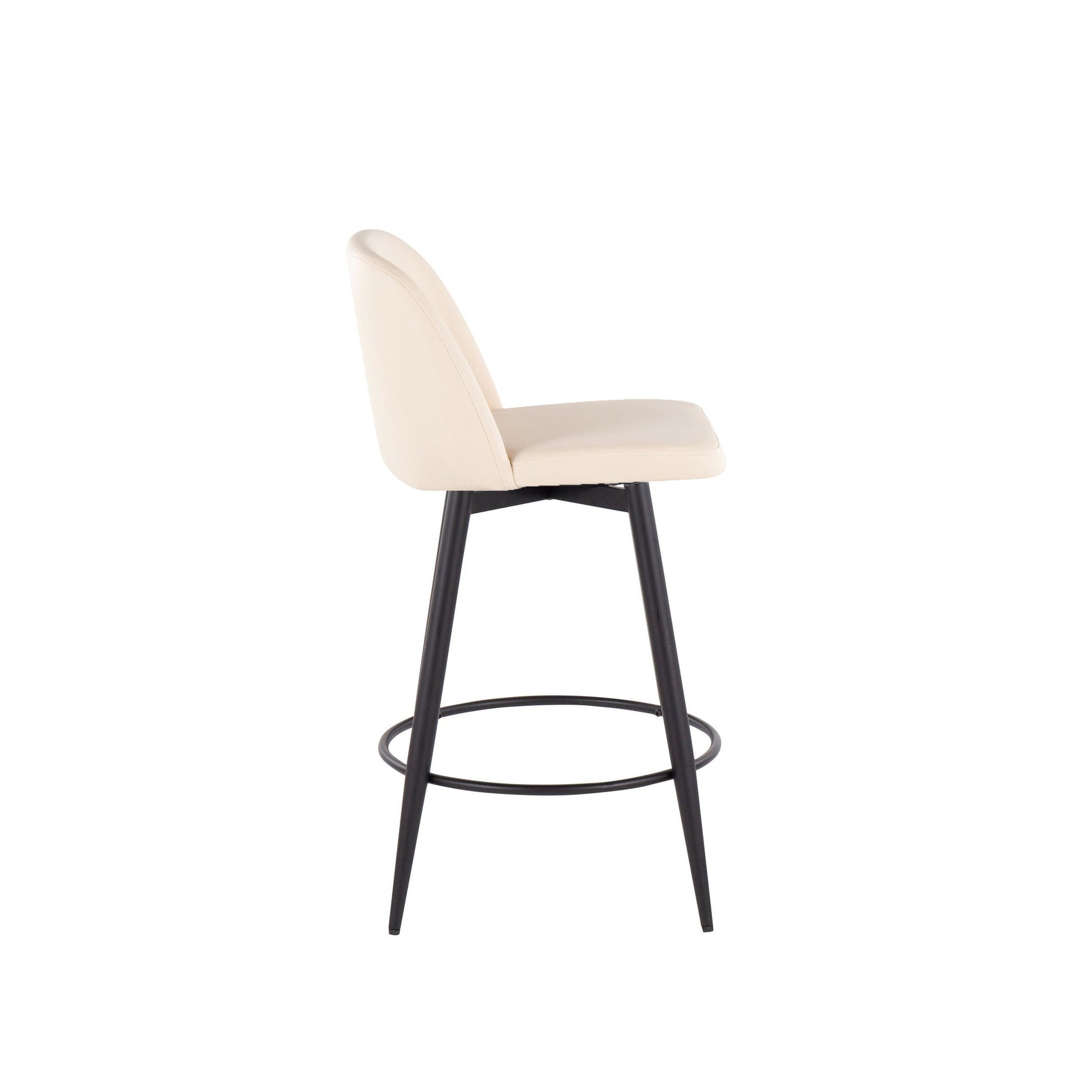 Toriano 26" Contemporary Fixed Height Counter Stool with Swivel in Camel Faux Leather and Black Metal with Round Footrest By LumiSource - Set of 2 | Counter Stools | Modishstore - 10