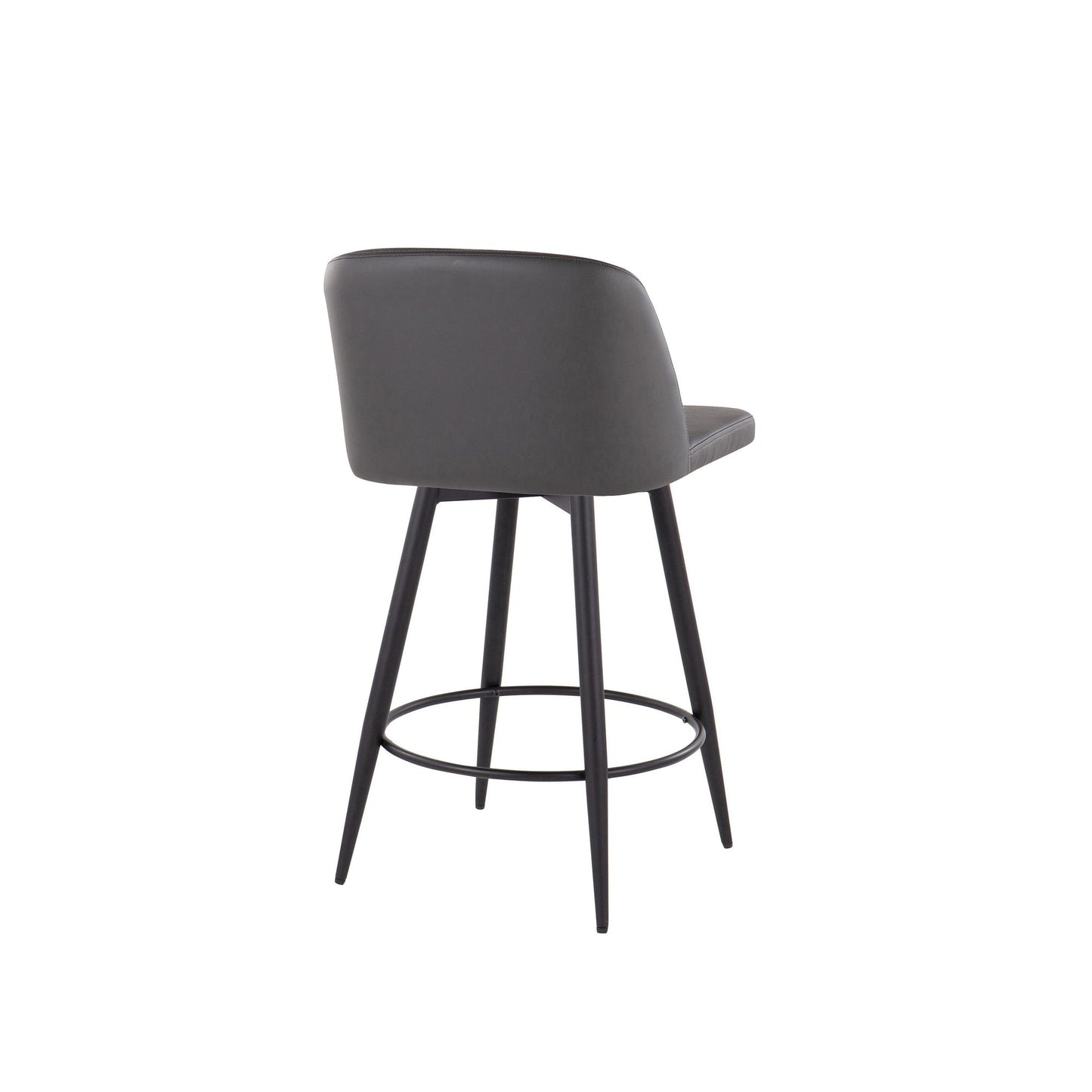 Toriano 26" Contemporary Fixed Height Counter Stool with Swivel in Camel Faux Leather and Black Metal with Round Footrest By LumiSource - Set of 2 | Counter Stools | Modishstore - 17