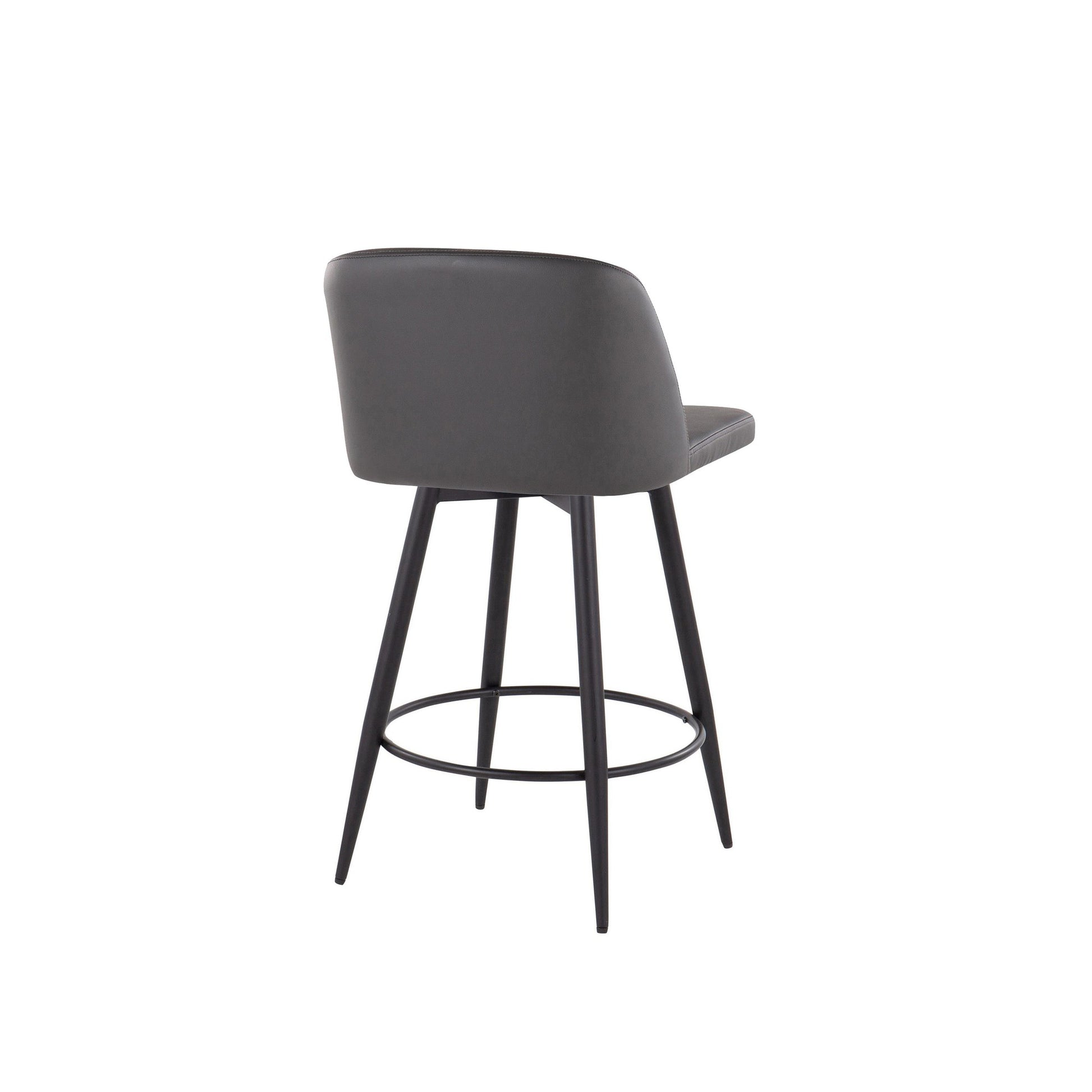 Toriano 26" Contemporary Fixed Height Counter Stool with Swivel in Camel Faux Leather and Black Metal with Round Footrest By LumiSource - Set of 2 | Counter Stools | Modishstore - 17