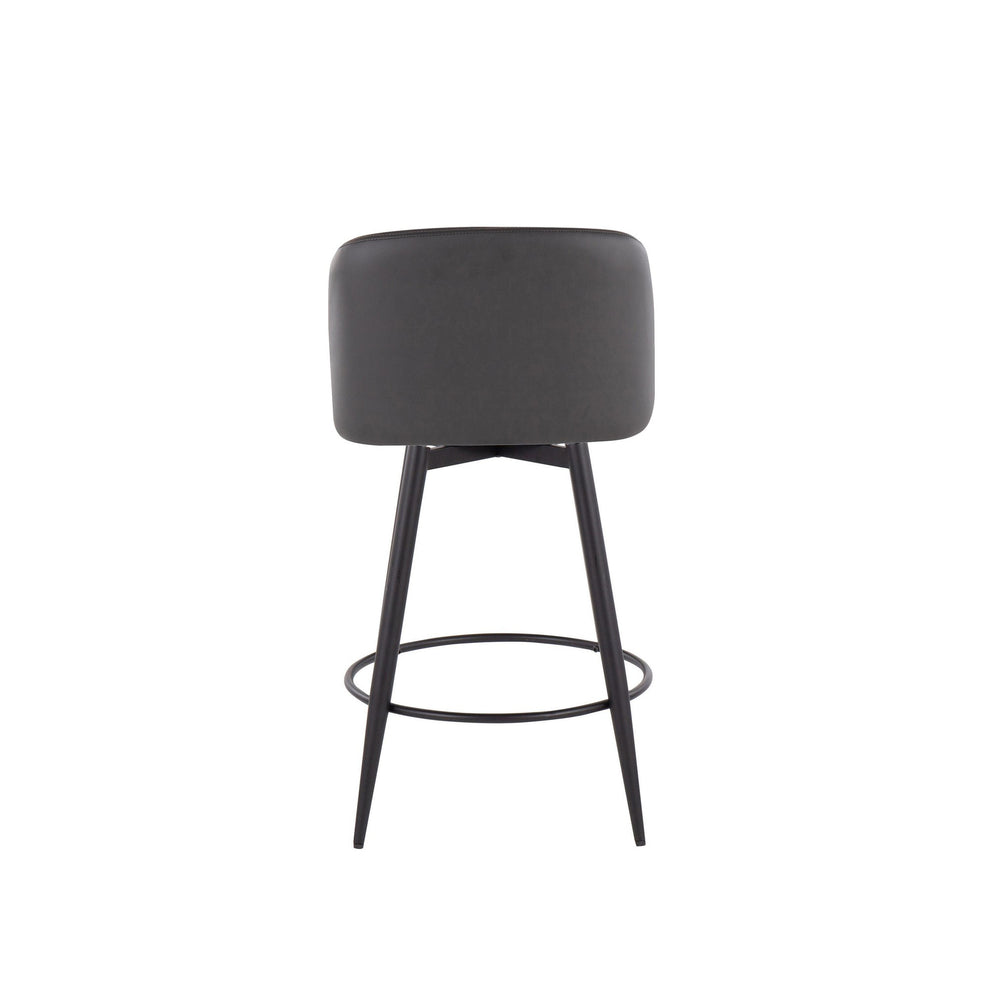 Toriano 26" Contemporary Fixed Height Counter Stool with Swivel in Camel Faux Leather and Black Metal with Round Footrest By LumiSource - Set of 2 | Counter Stools | Modishstore - 18