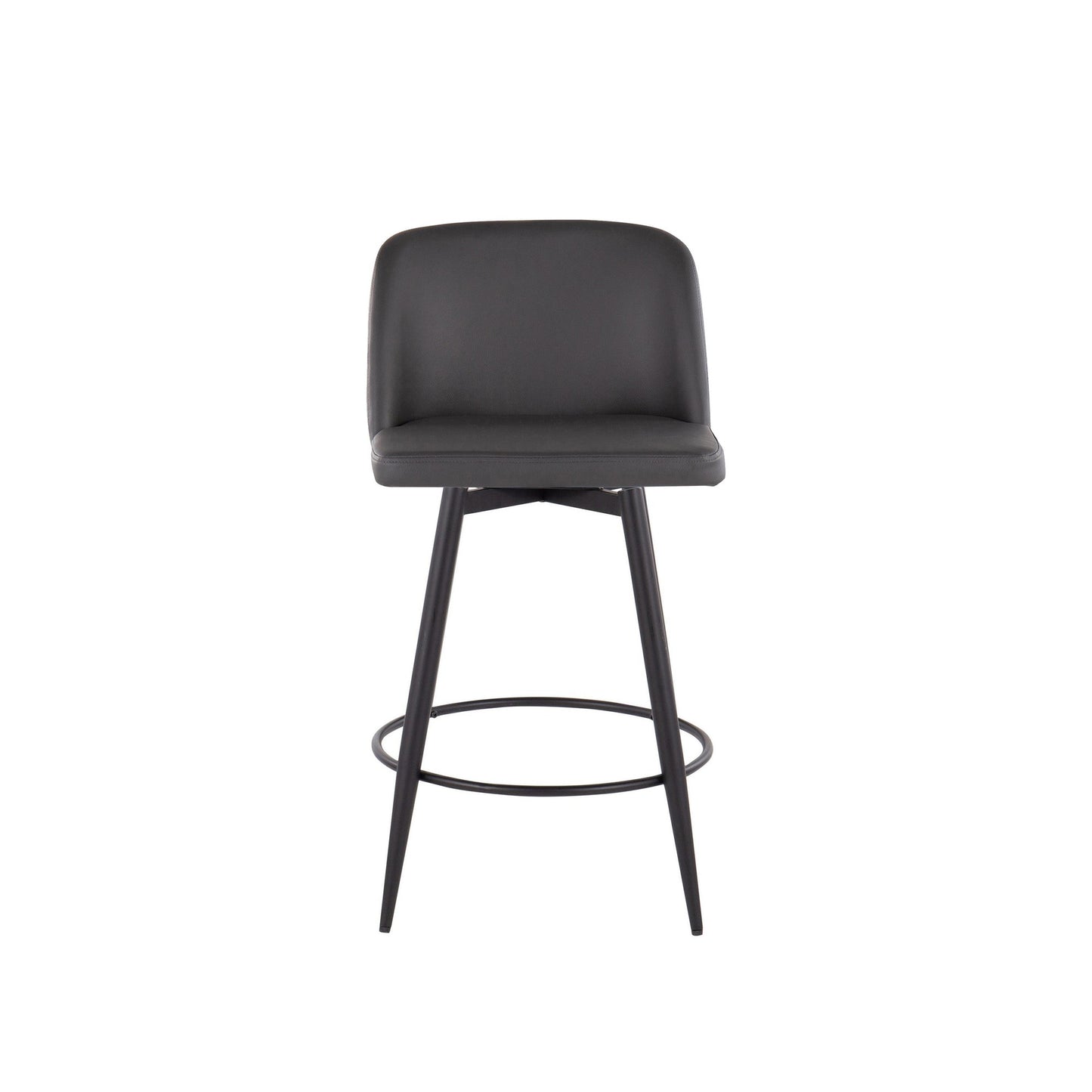 Toriano 26" Contemporary Fixed Height Counter Stool with Swivel in Camel Faux Leather and Black Metal with Round Footrest By LumiSource - Set of 2 | Counter Stools | Modishstore - 14