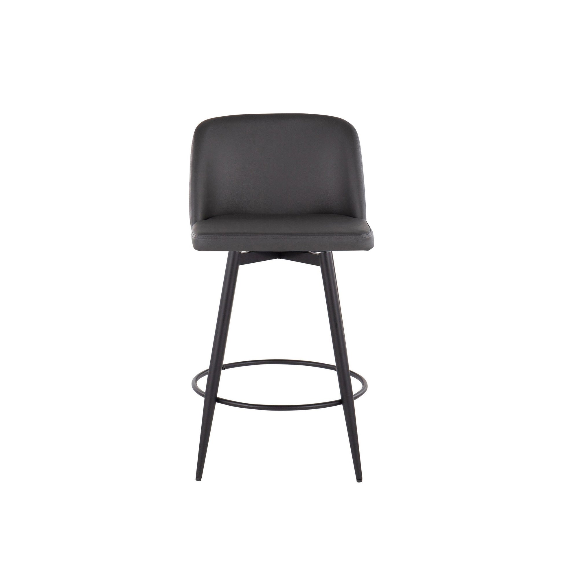 Toriano 26" Contemporary Fixed Height Counter Stool with Swivel in Camel Faux Leather and Black Metal with Round Footrest By LumiSource - Set of 2 | Counter Stools | Modishstore - 14