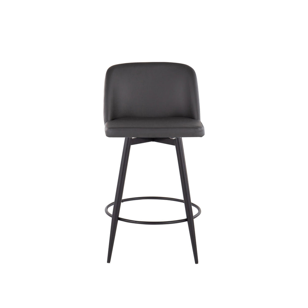Toriano 26" Contemporary Fixed Height Counter Stool with Swivel in Camel Faux Leather and Black Metal with Round Footrest By LumiSource - Set of 2 | Counter Stools | Modishstore - 14